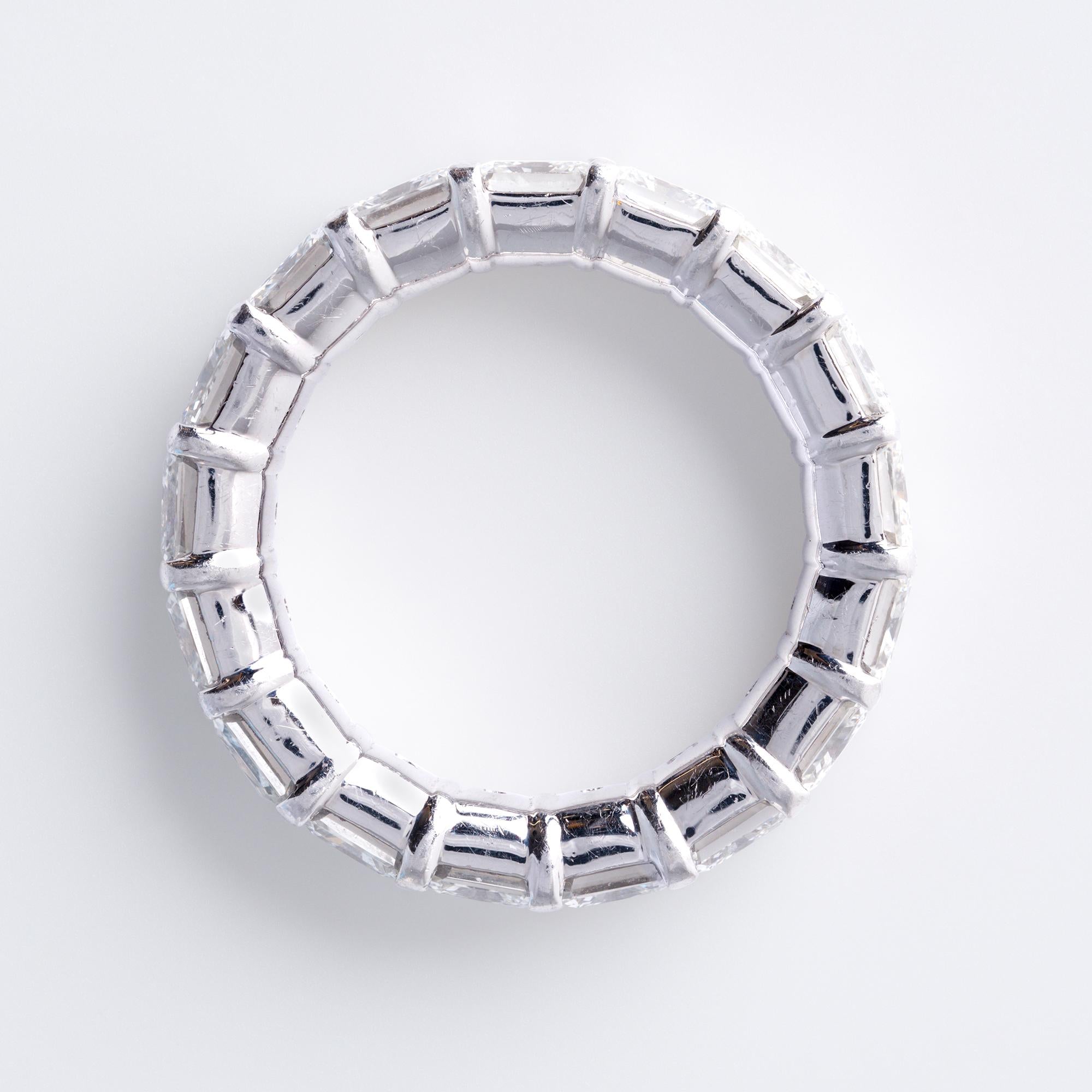 Estate 6.75 Carat Cushion Cut Diamond Eternity Band Platinum Size 6.5