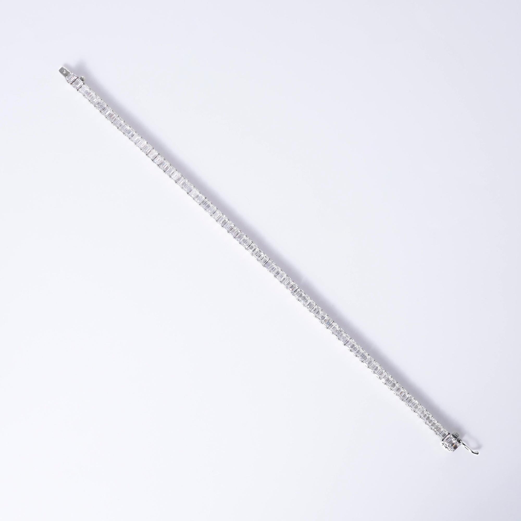 Estate 9 Carat Emerald Cut Diamond and Platinum Tennis Bracelet