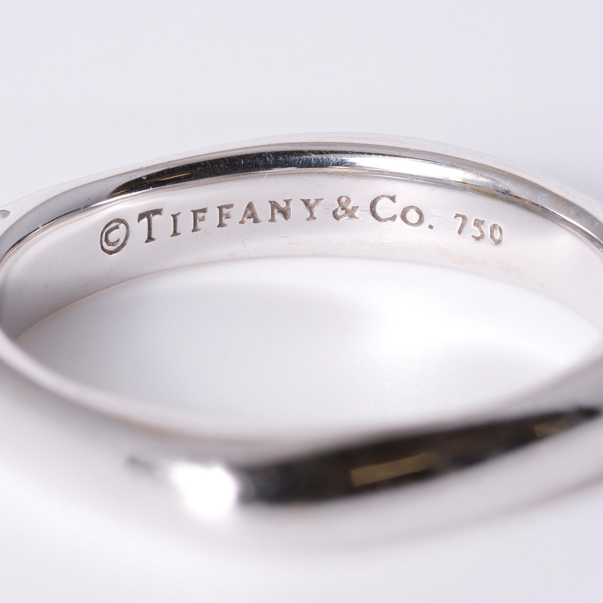 Estate Tiffany & Co Diamond White Gold Cushion Wedding Band Size 7
