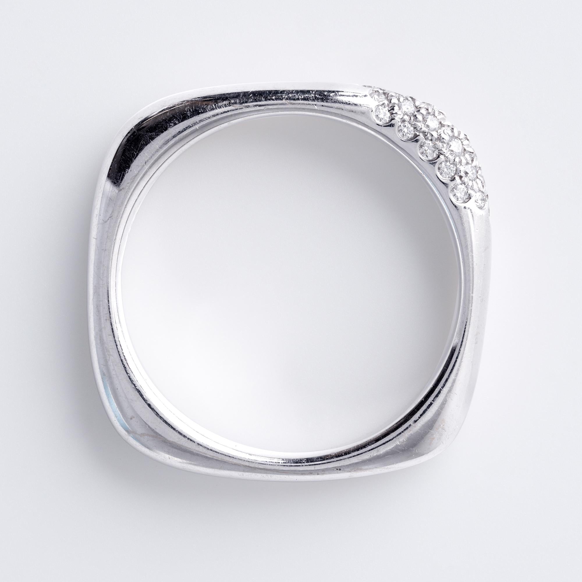 Estate Tiffany & Co Diamond White Gold Cushion Wedding Band Size 7