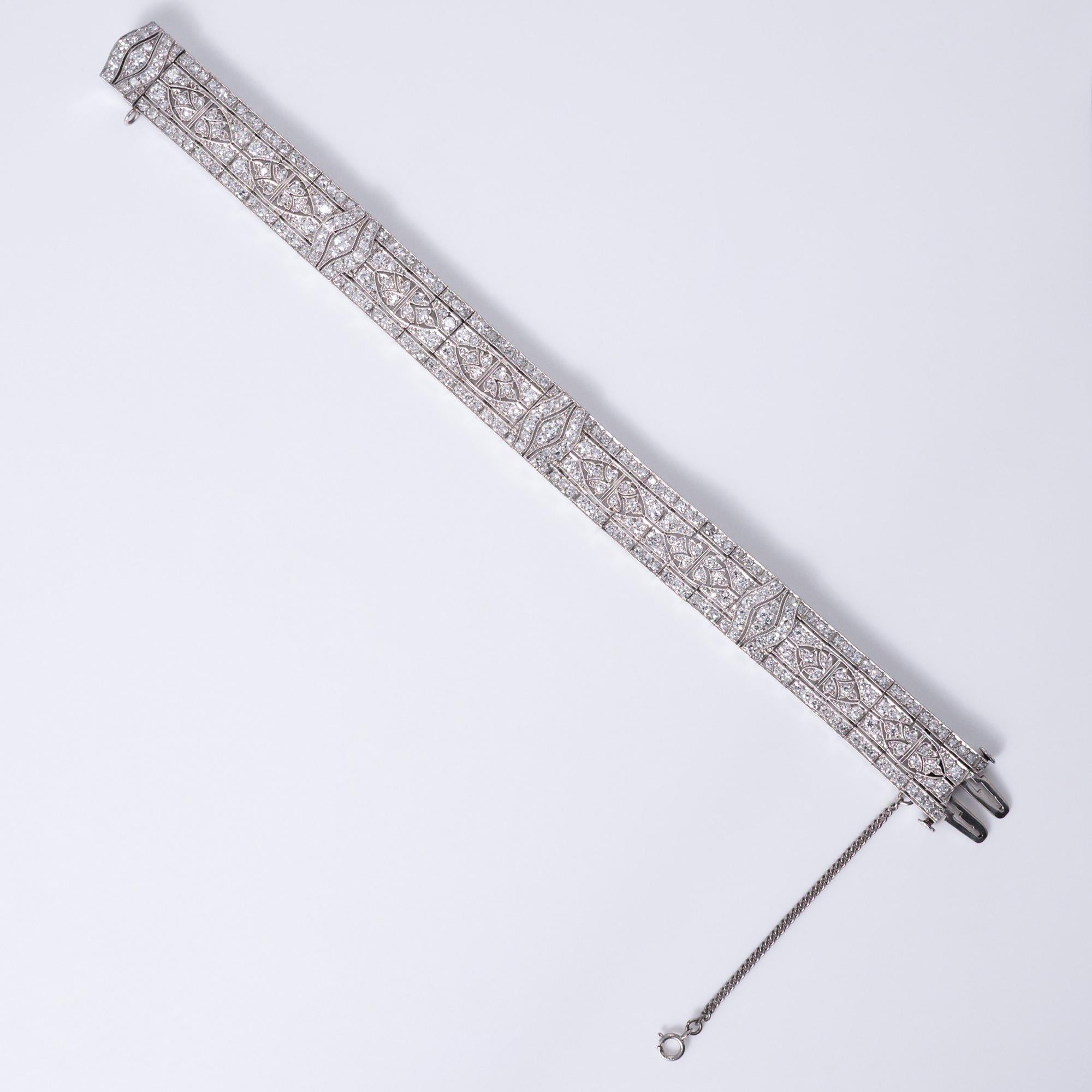 Antique Tiffany & Co. Art Deco 6 Carat Diamond Platinum Filigree Line Bracelet