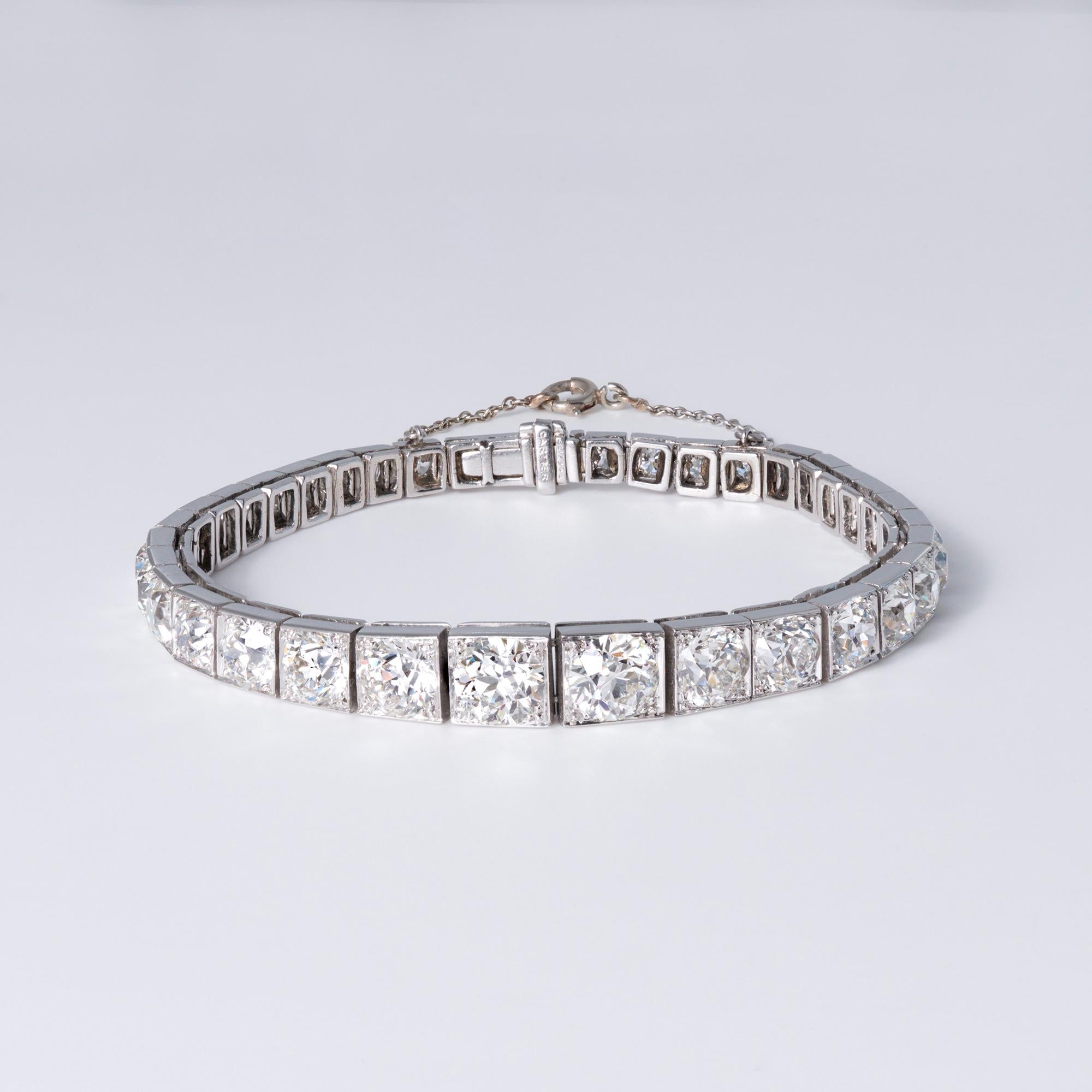 1920 Antique Cartier Art Deco 12 Carat Diamond Straight Line Tennis Bracelet