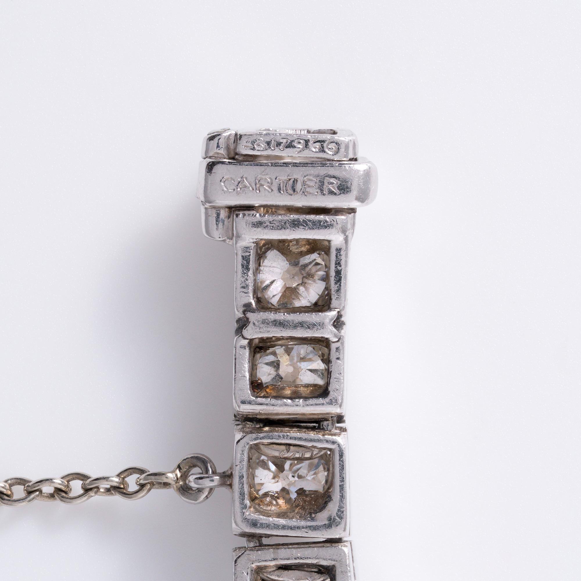 1920 Antique Cartier Art Deco 12 Carat Diamond Straight Line Tennis Bracelet