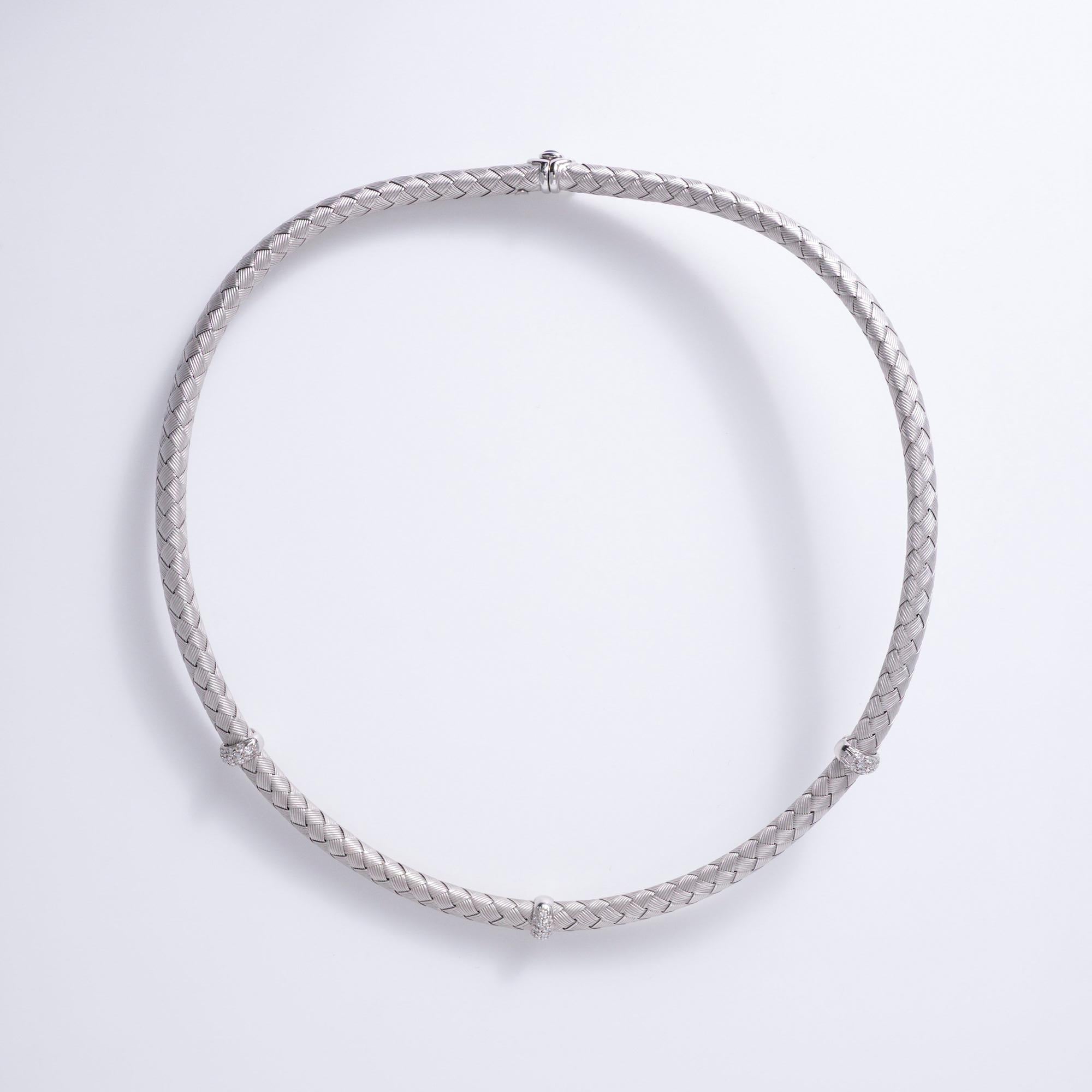Roberto Coin 18k White Gold Silk Collection Diamond Choker Necklace
