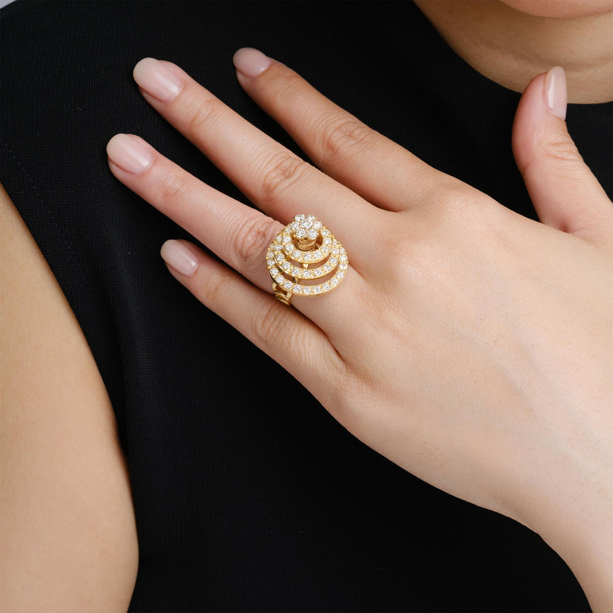 Original 1970s Teufel 2 Carat Triple Circle Diamond Spinner Ring