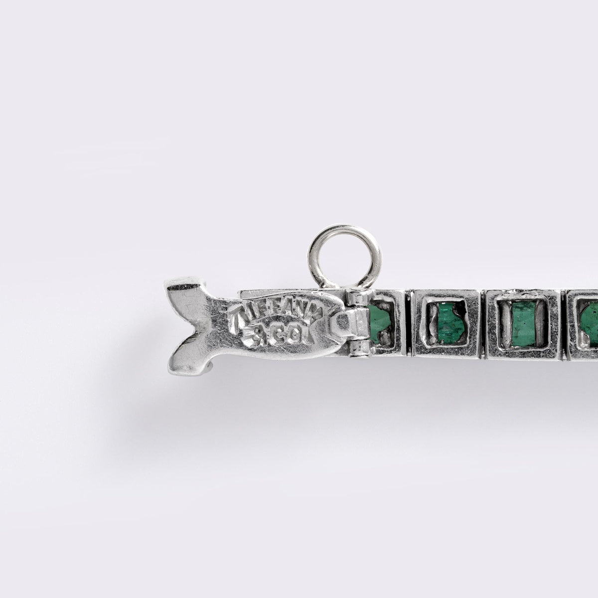 Antique Art Deco Tiffany & Co 6ct Emerald Platinum Line Bracelet