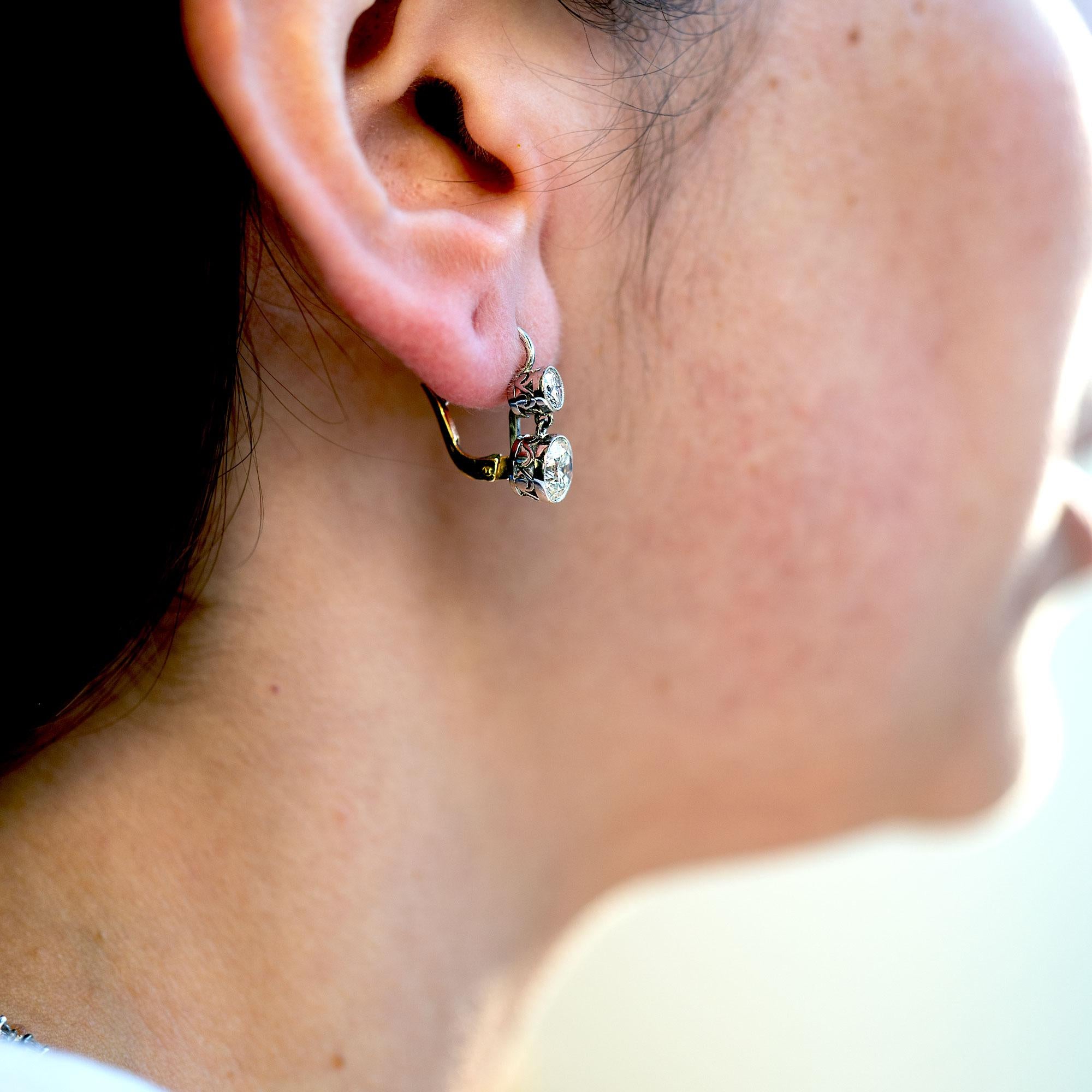 Art Deco Revival 2.54 Carat Diamond Double-Drop Platinum Earrings