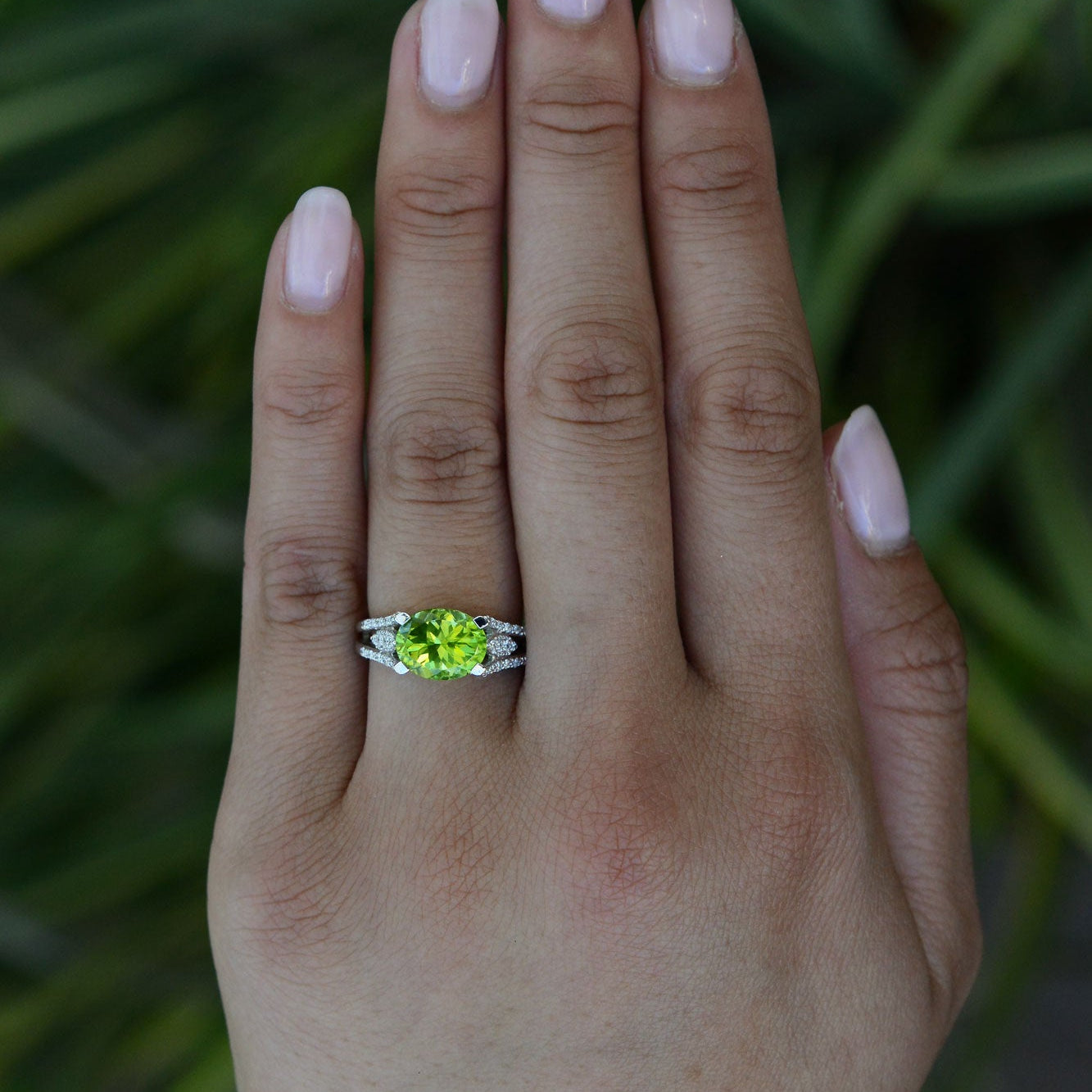3 Carat Peridot Gemstone Engagement Ring