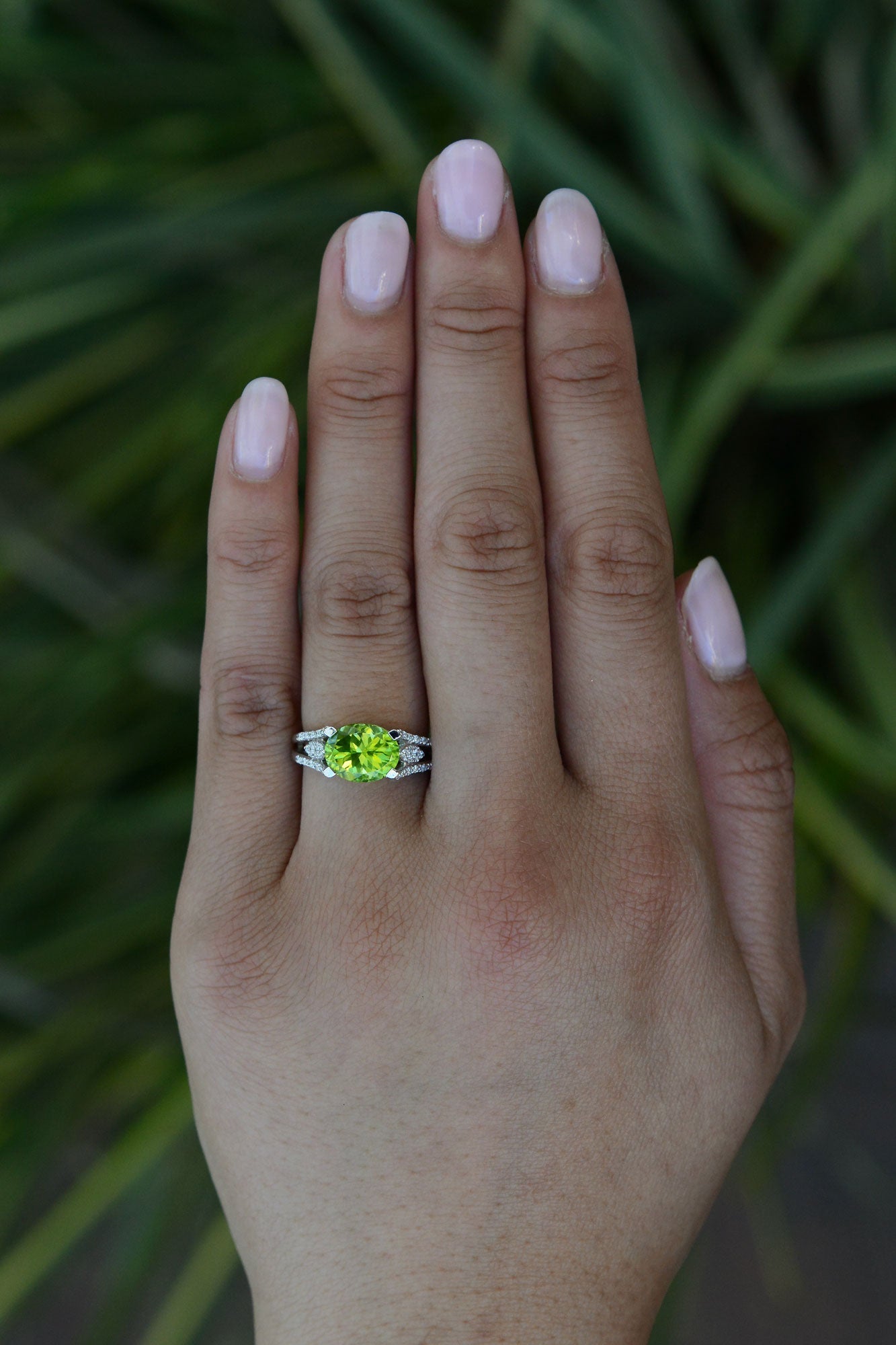 3 Carat Peridot Gemstone Engagement Ring