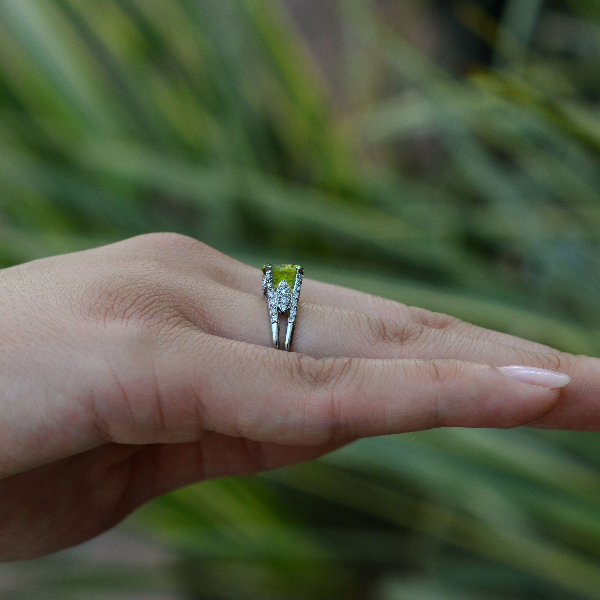 3 Carat Peridot Gemstone Engagement Ring