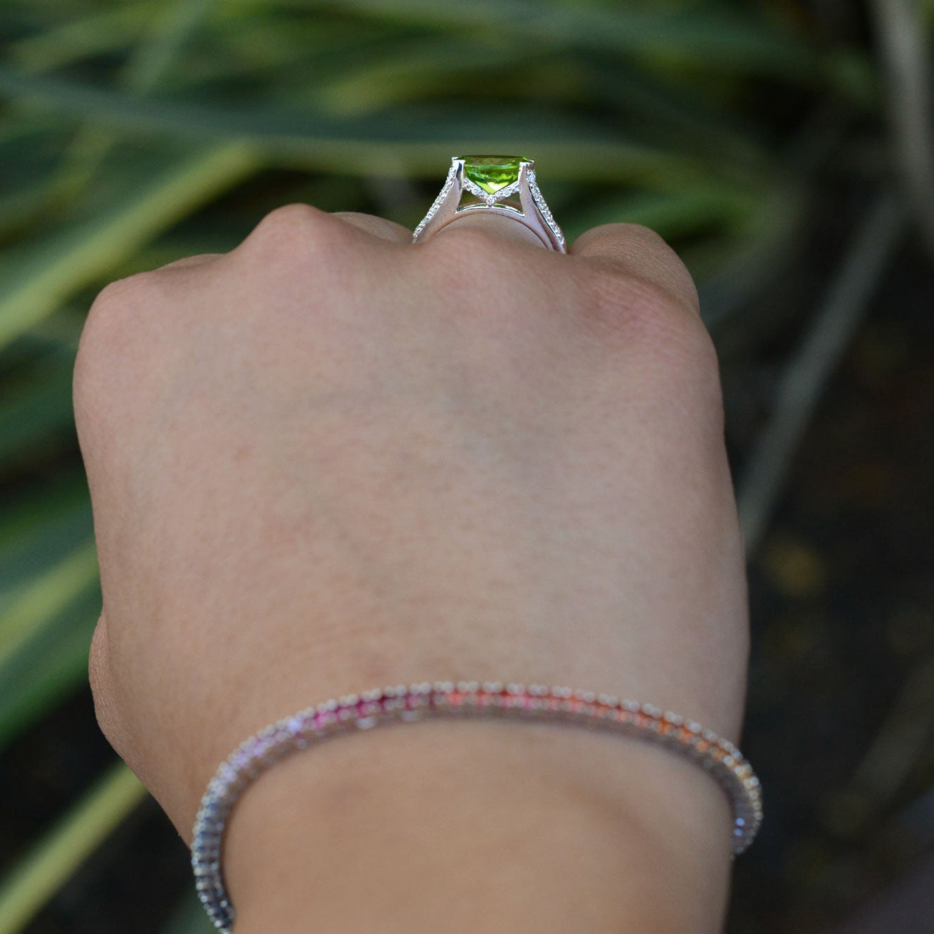 3 Carat Peridot Gemstone Engagement Ring