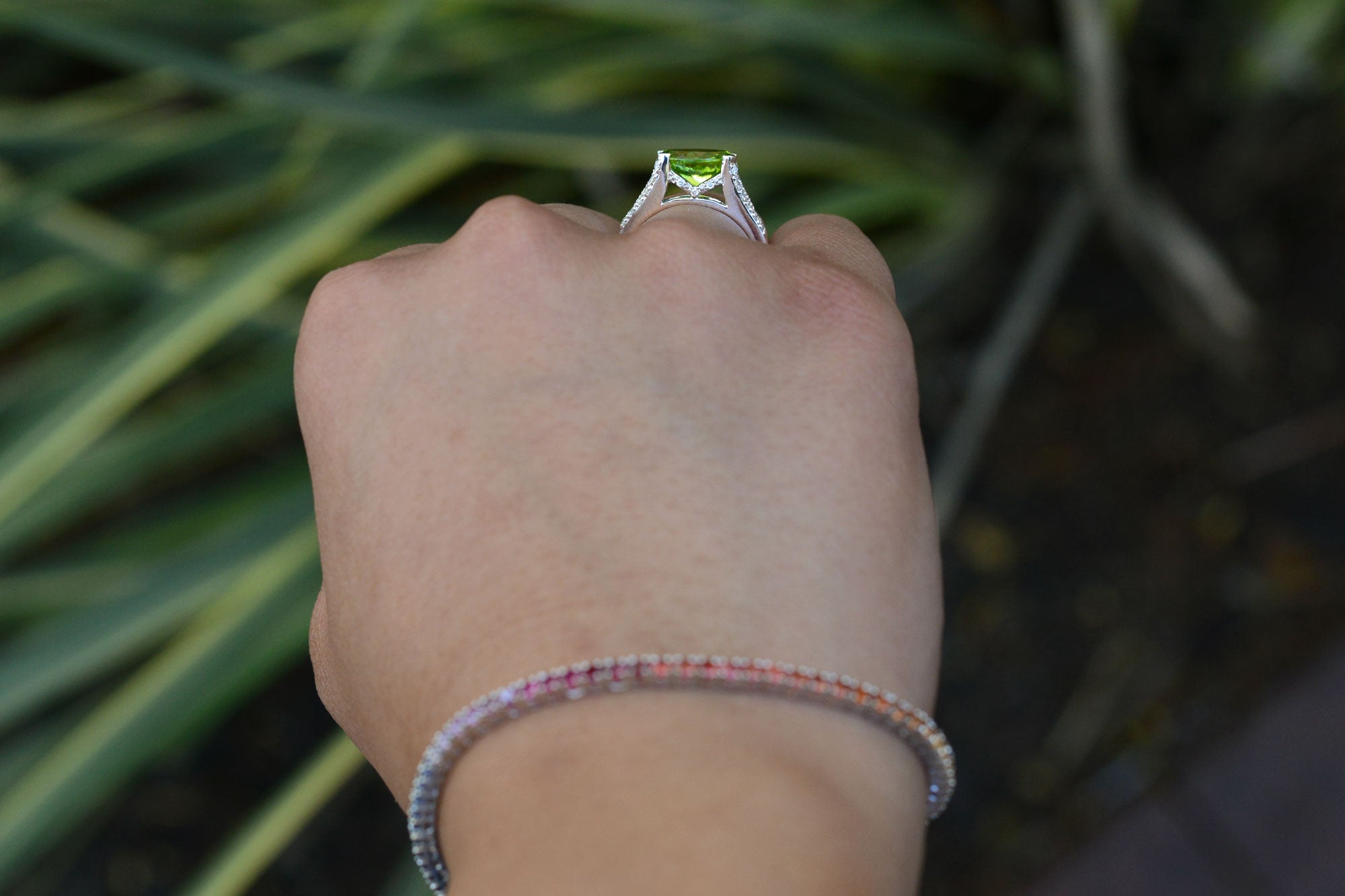 3 Carat Peridot Gemstone Engagement Ring