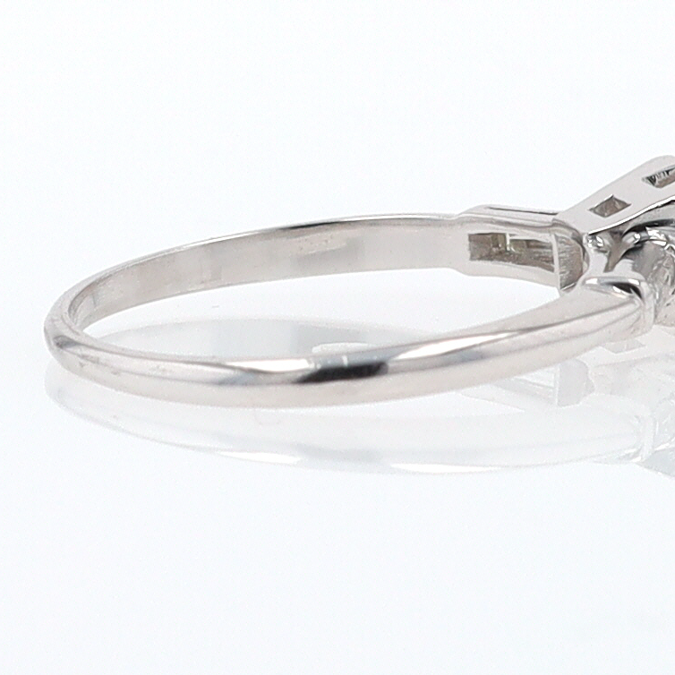 3 Stone Petite Platinum Art Deco Diamond Engagement Ring