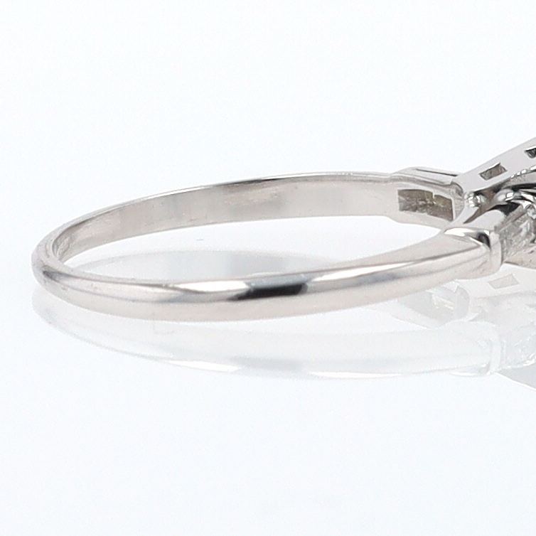 3 Stone Petite Platinum Art Deco Diamond Engagement Ring