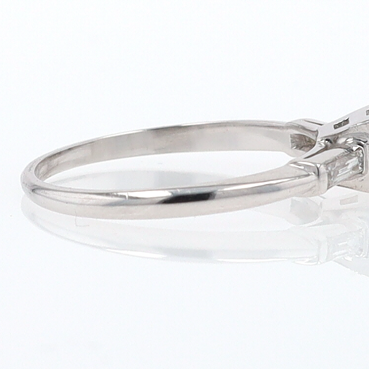 3 Stone Petite Platinum Art Deco Diamond Engagement Ring