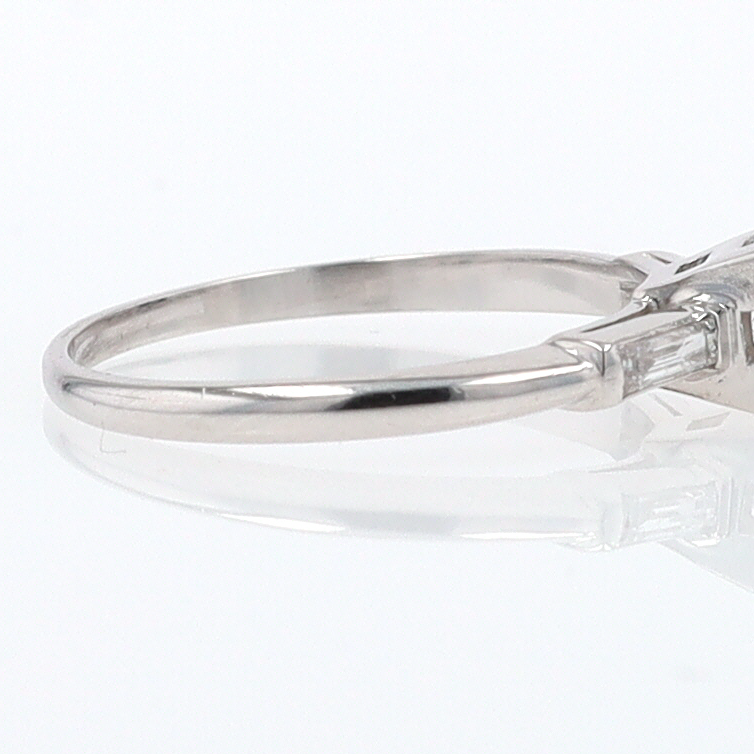 3 Stone Petite Platinum Art Deco Diamond Engagement Ring