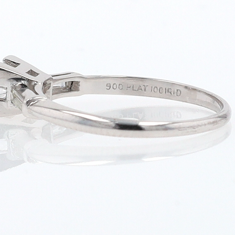 3 Stone Petite Platinum Art Deco Diamond Engagement Ring