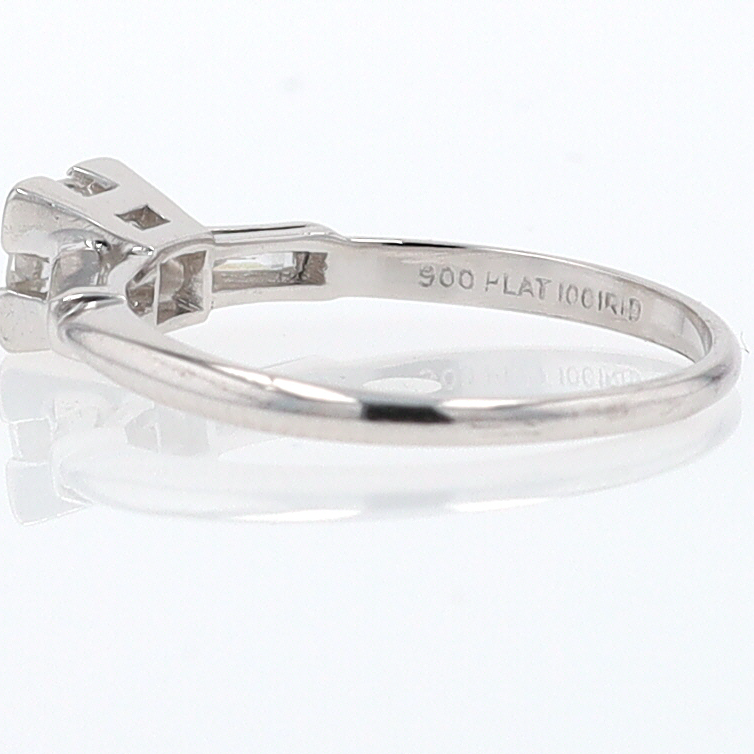 3 Stone Petite Platinum Art Deco Diamond Engagement Ring