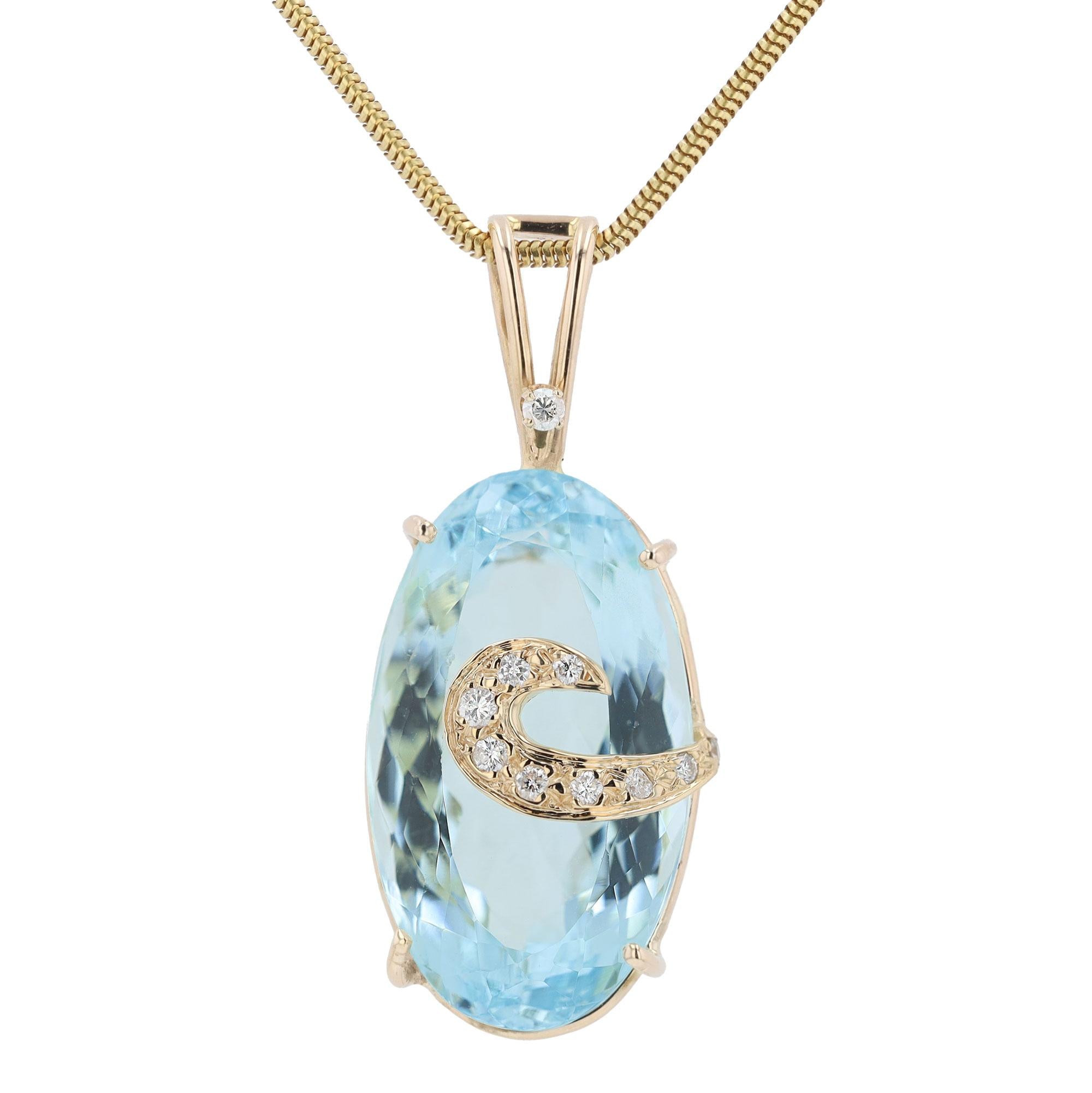 31 Carat Aquamarine and Diamond Pendant Necklace
