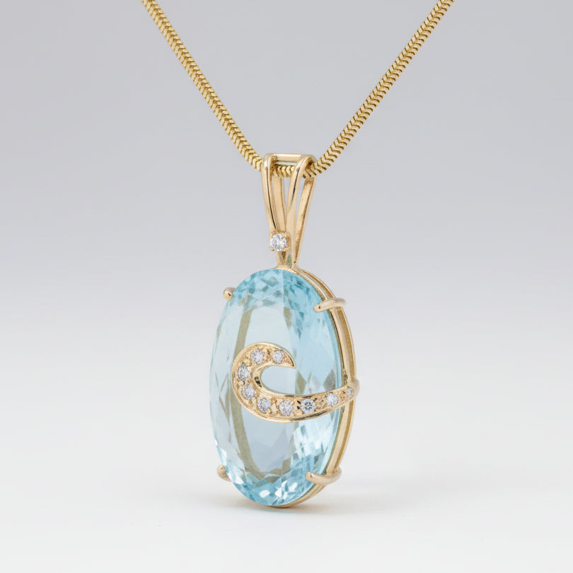 31 Carat Aquamarine and Diamond Pendant Necklace
