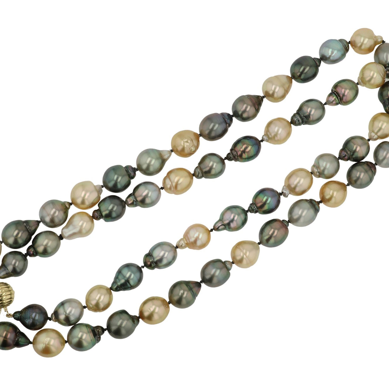 36" Golden South Sea and Black Tahitian Pearl Necklace