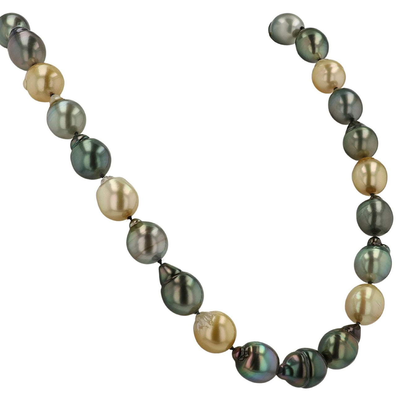 36" Golden South Sea and Black Tahitian Pearl Necklace