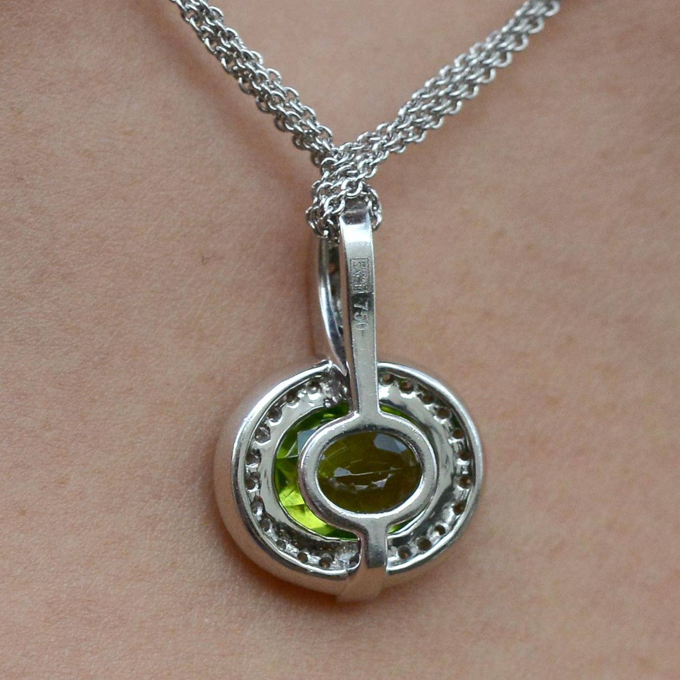 4 Carat Intense Peridot Diamond Necklace