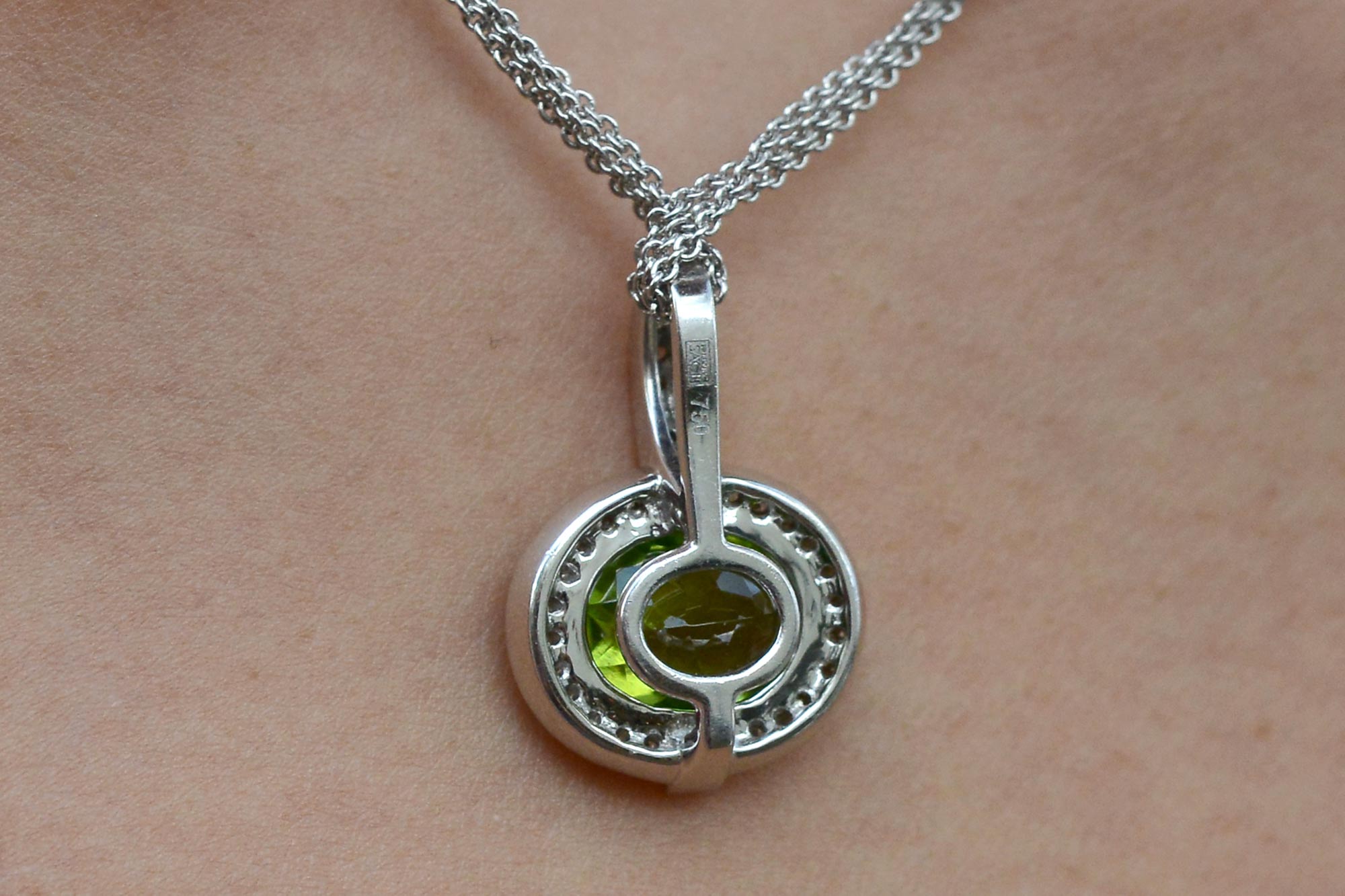 4 Carat Intense Peridot Diamond Necklace
