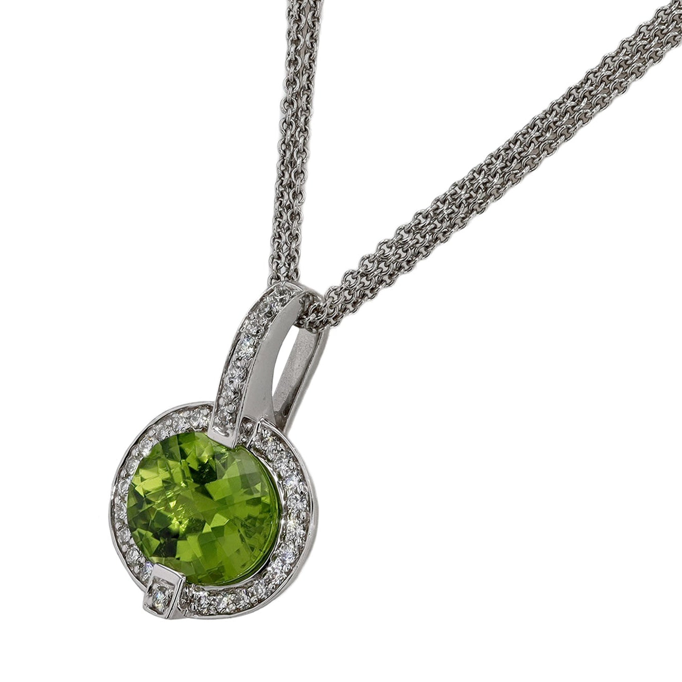 4 Carat Intense Peridot Diamond Necklace