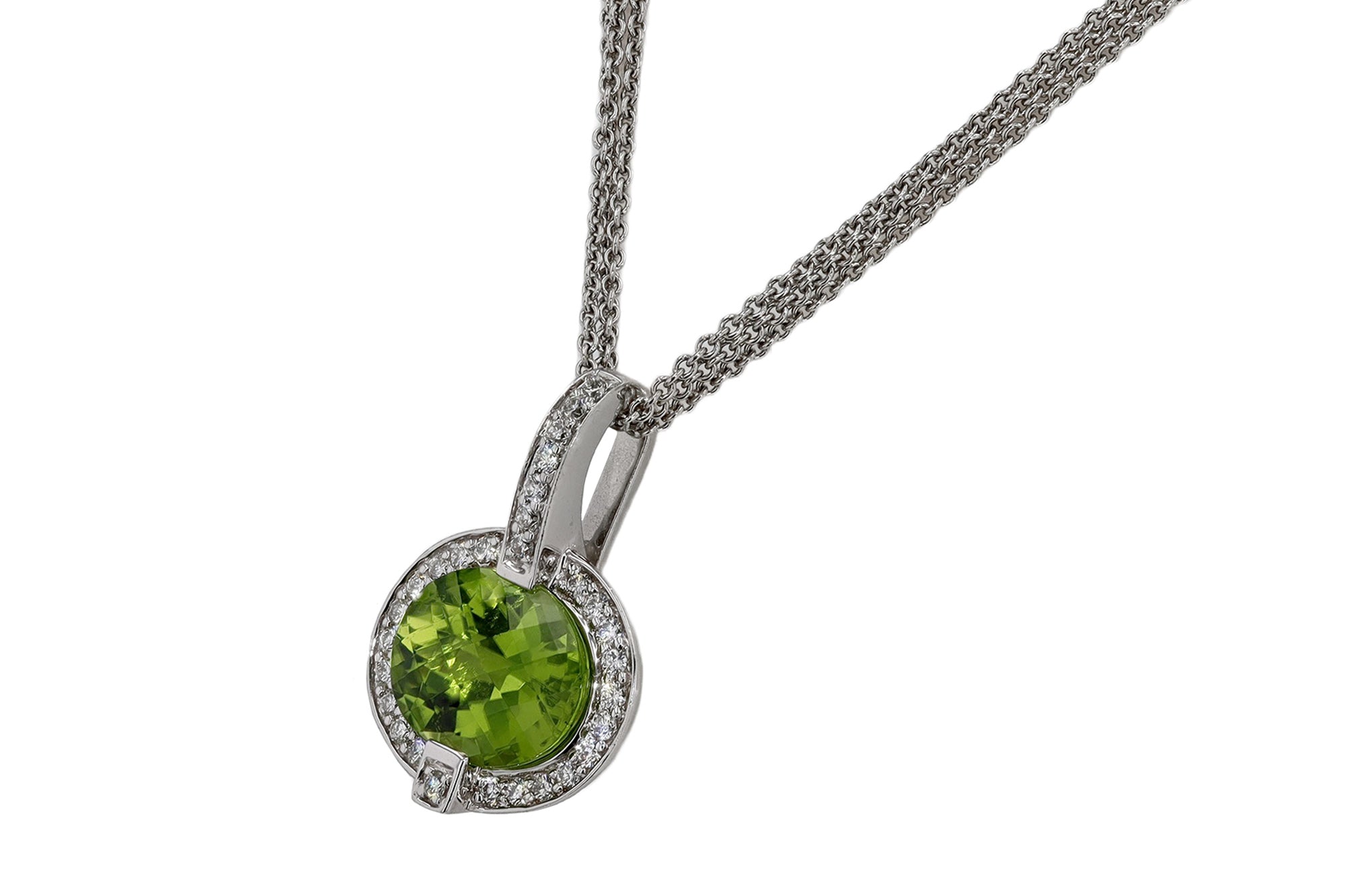 4 Carat Intense Peridot Diamond Necklace
