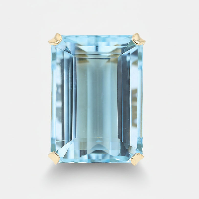 Estate 1930s Retro 50 Carat Emerald Cut Aquamarine Cocktail Ring