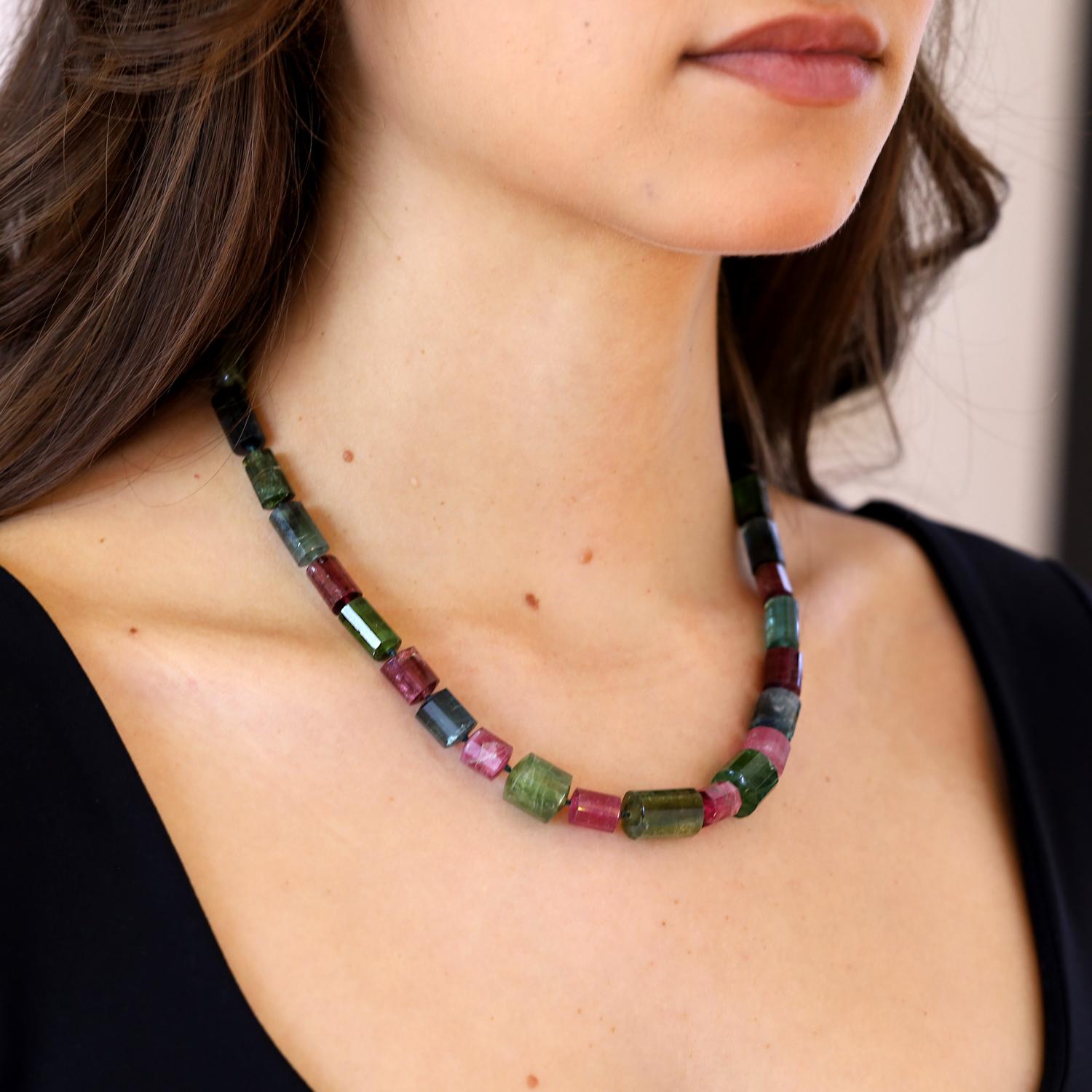50 Carat Raw Multi-Color Tourmaline Strand Necklace