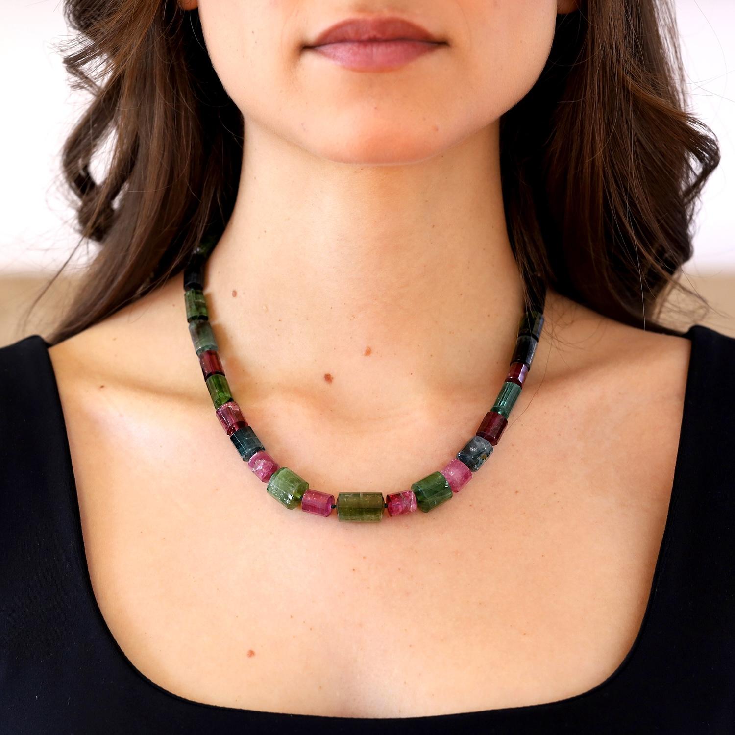 50 Carat Raw Multi-Color Tourmaline Strand Necklace