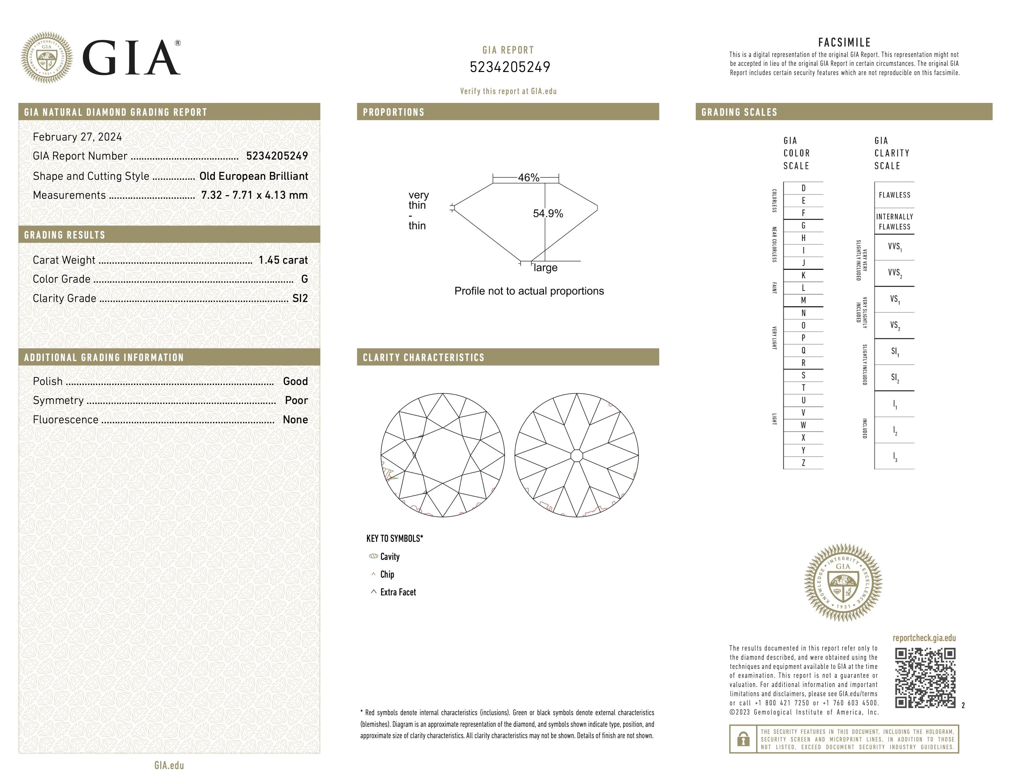 Elegant Edwardian GIA Diamond 3 Stone 4 Carat Engagement Ring
