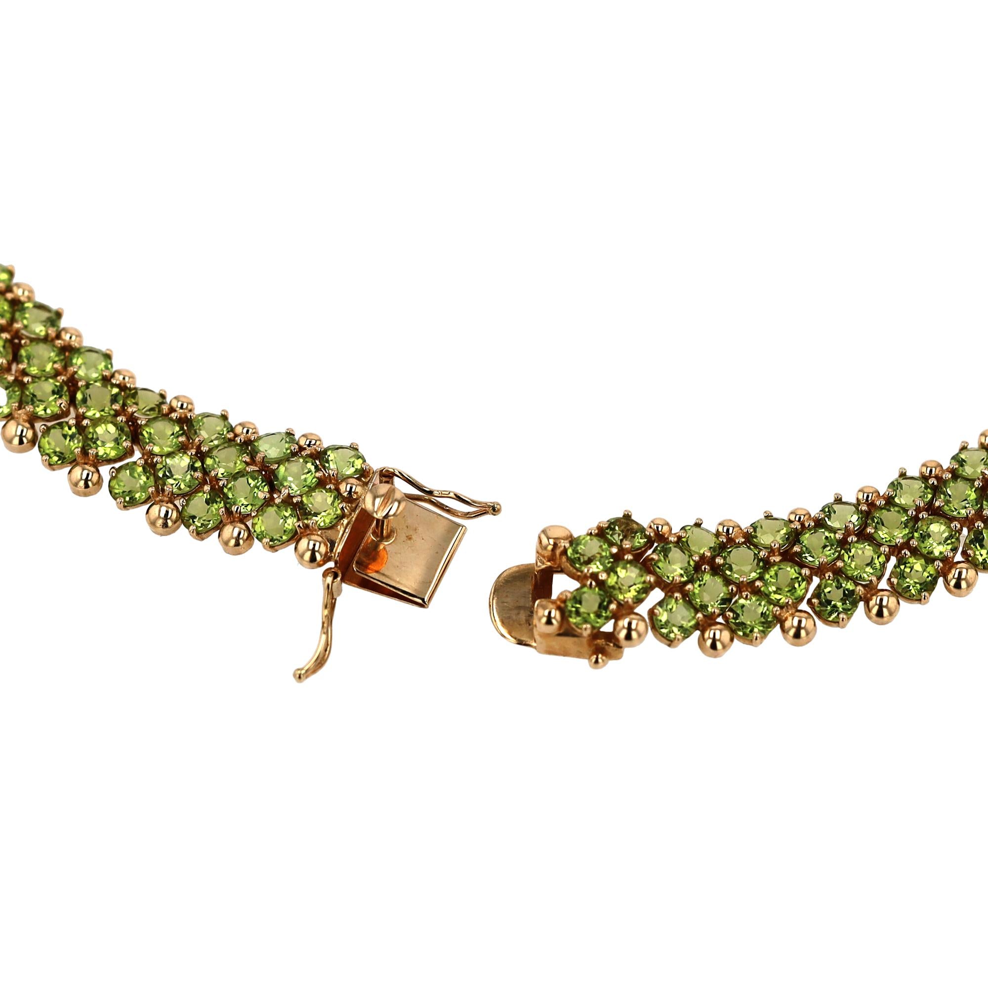 Vintage 62 Carat Peridot & 14k Gold Estate Collar Necklace
