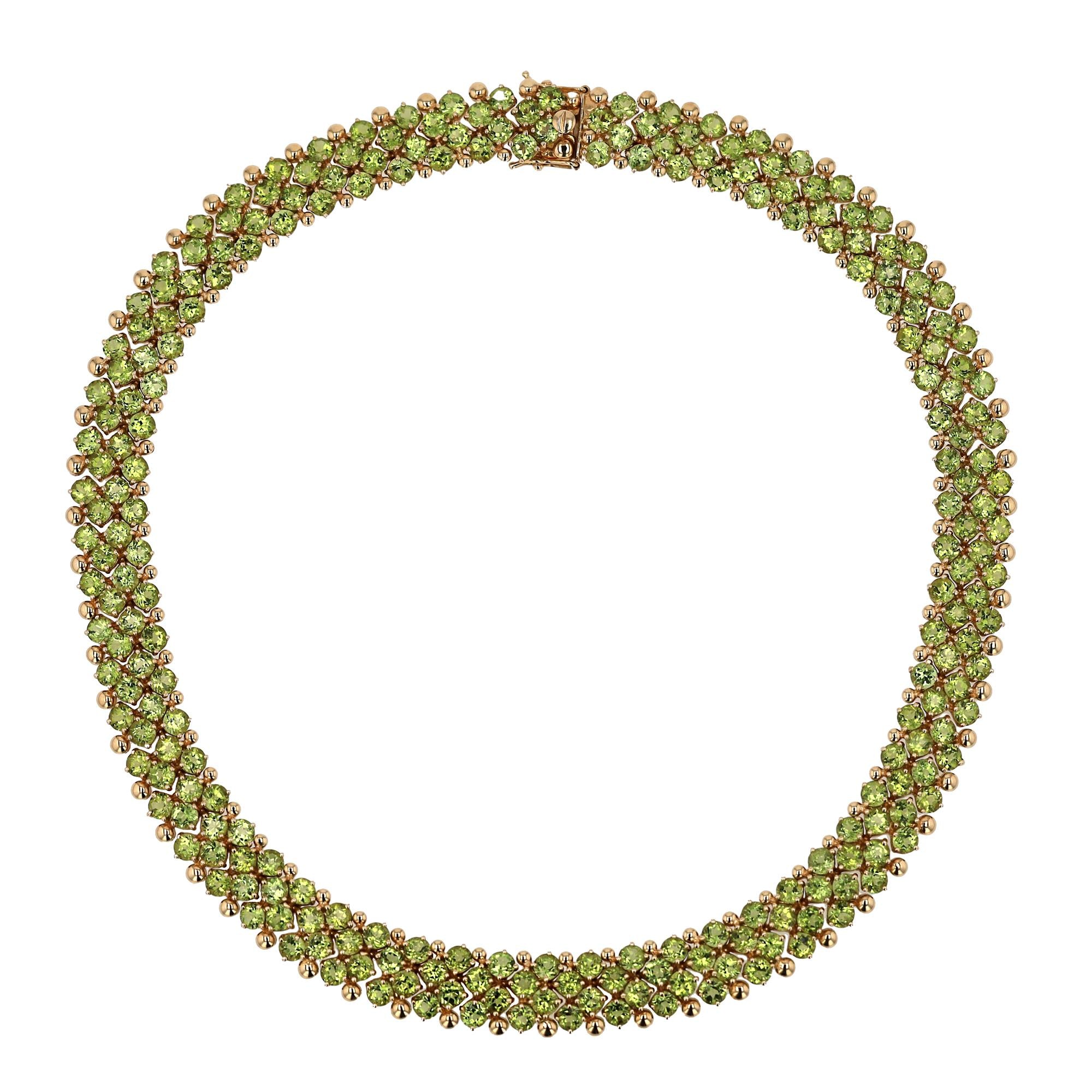 Vintage 62 Carat Peridot & 14k Gold Estate Collar Necklace