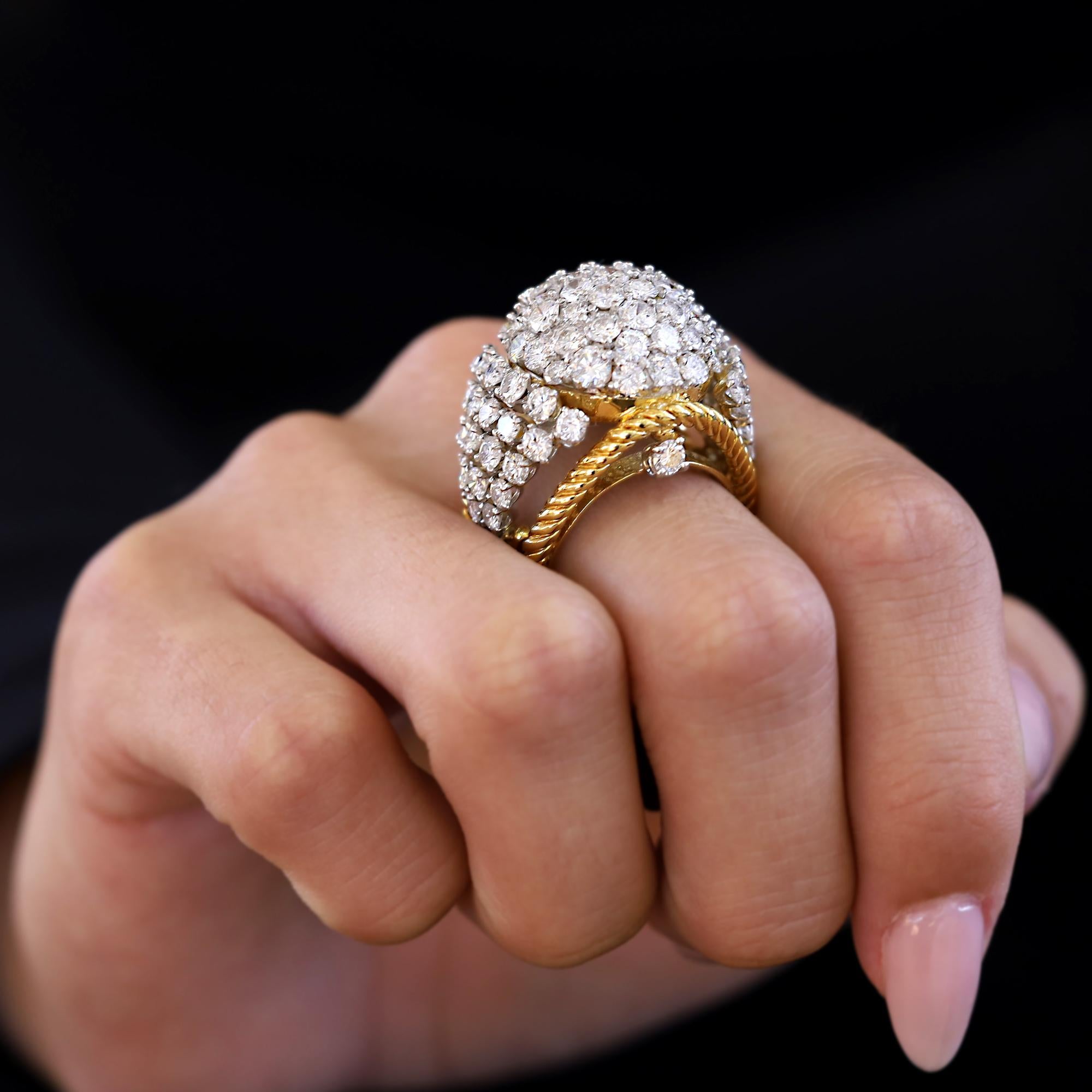 Mid-Century 7.50 Carat Dome Diamond Cocktail Ring