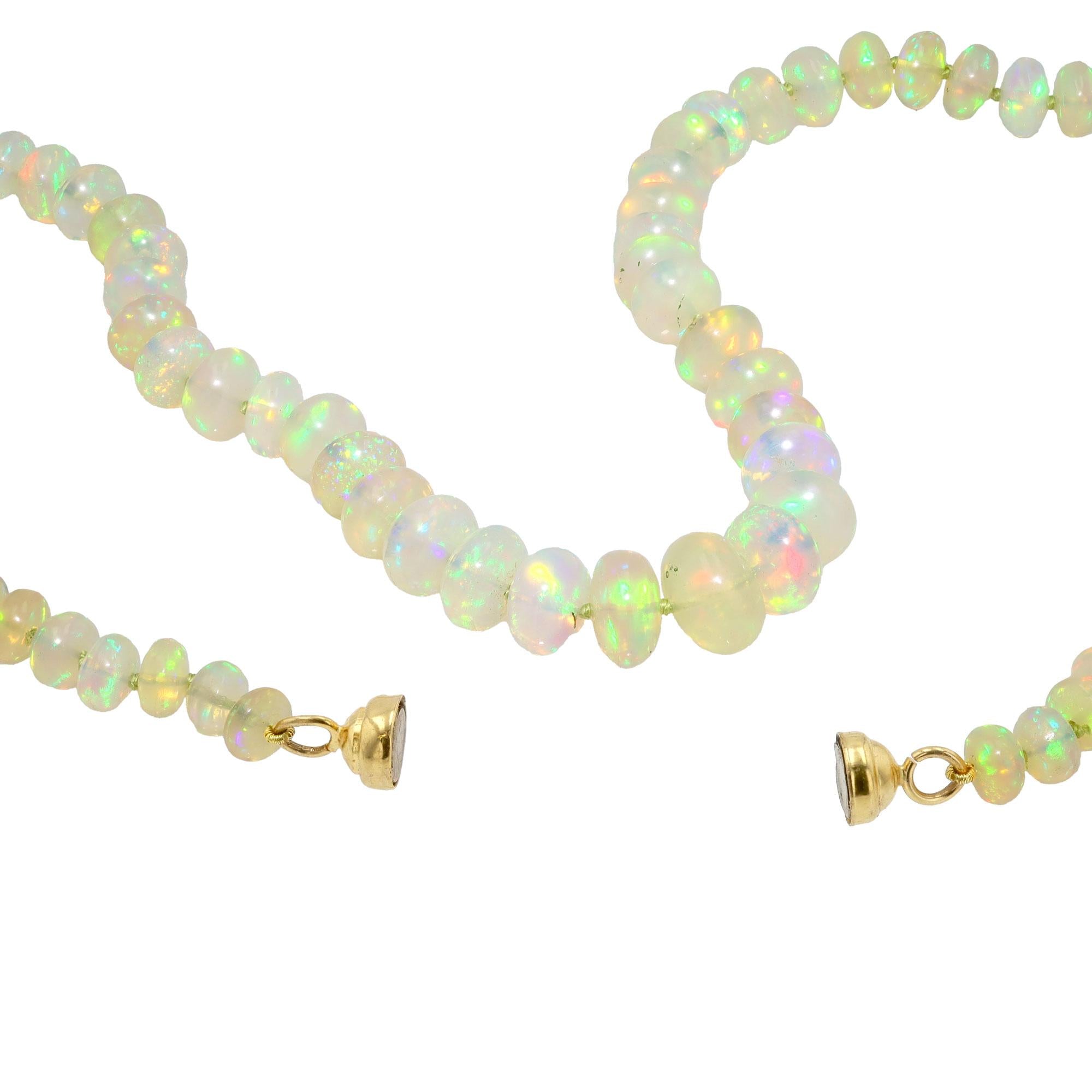 90ctw Opal Strand Necklace with 14k Magnetic Clasp