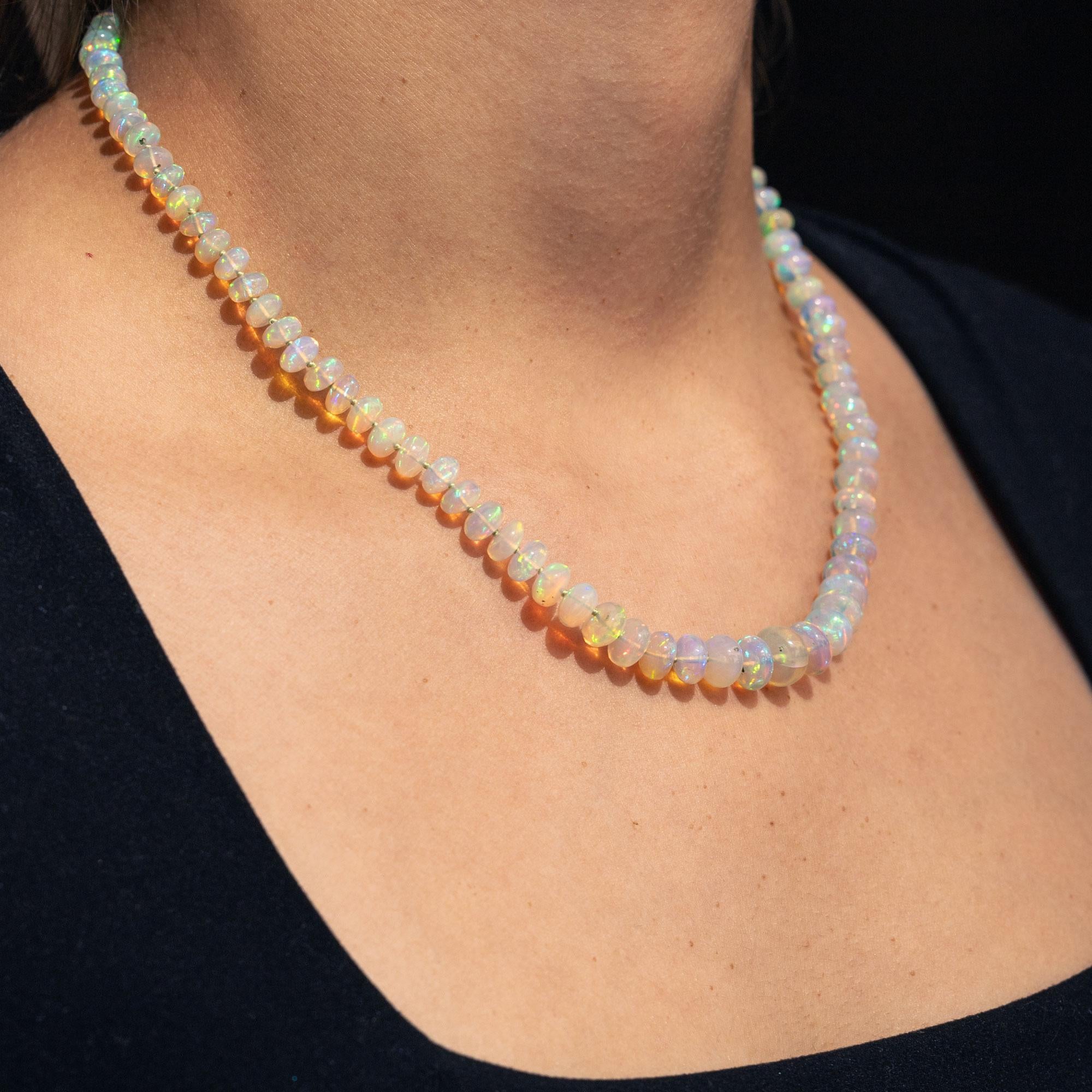90ctw Opal Strand Necklace with 14k Magnetic Clasp