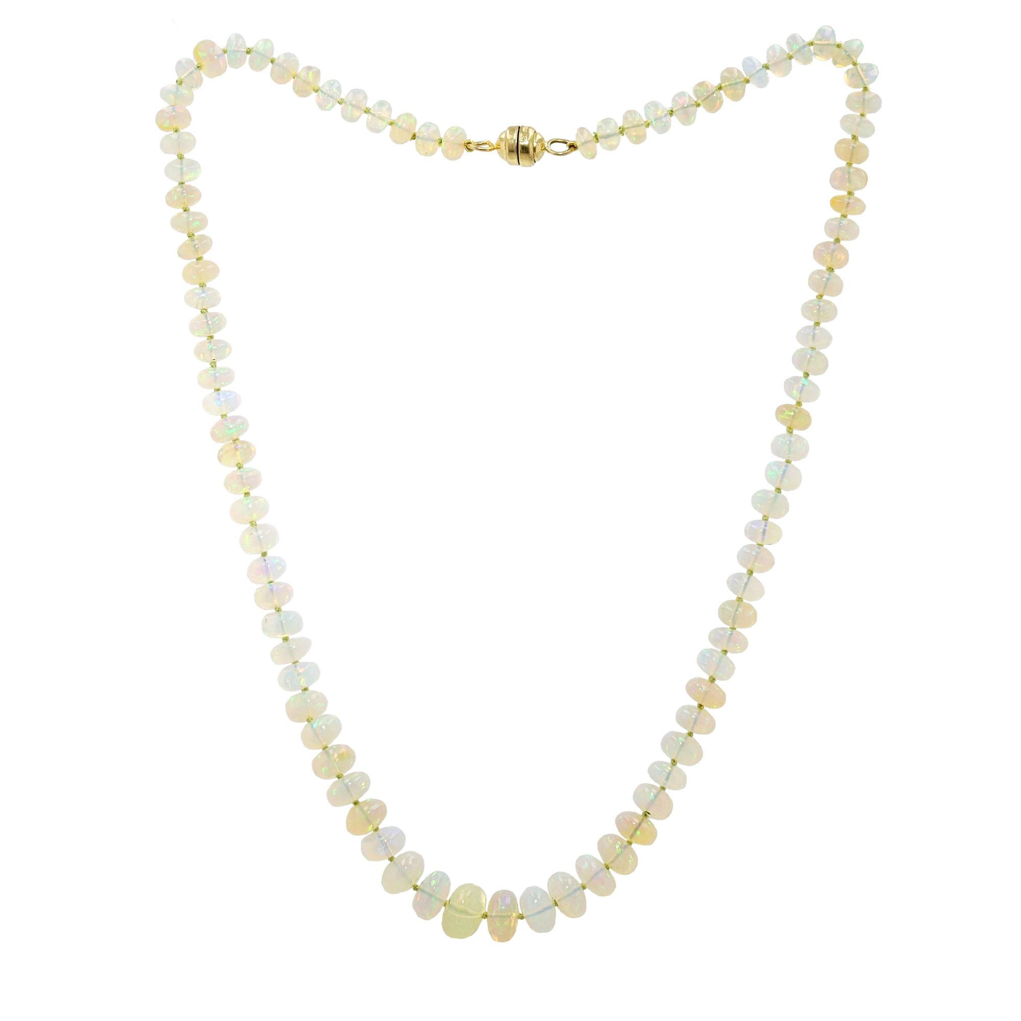 90ctw Opal Strand Necklace with 14k Magnetic Clasp