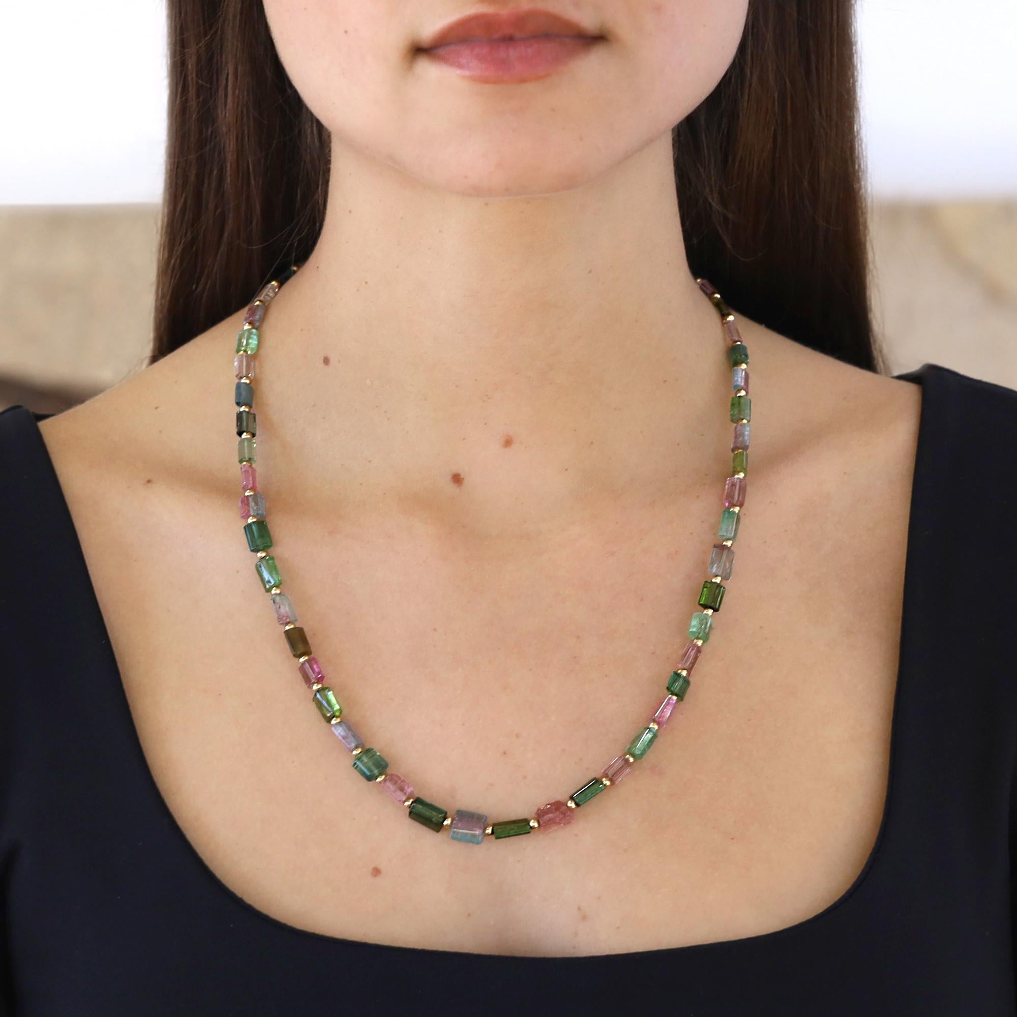 RDY 93 Carat Multi-Color Raw Tourmaline Beads Necklace