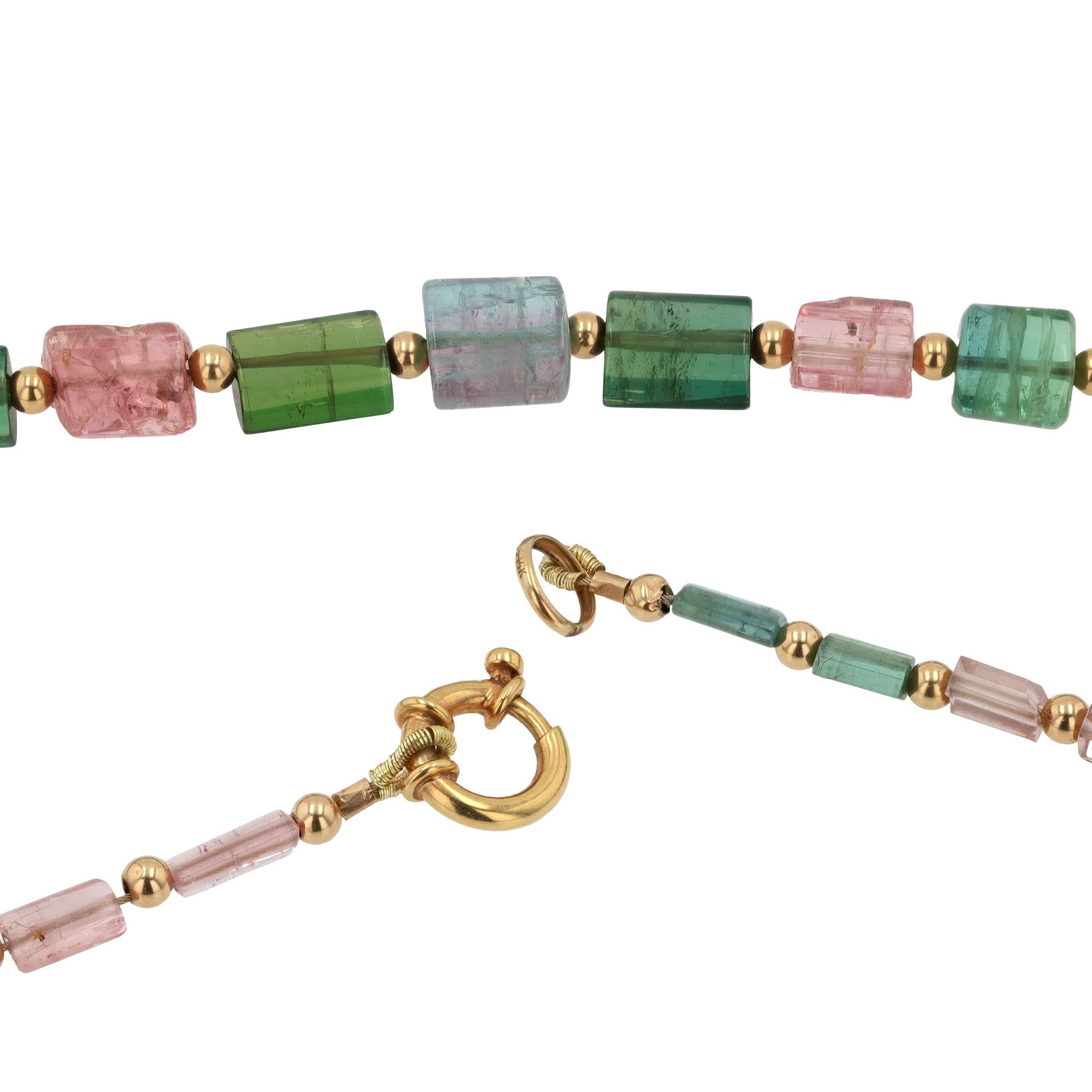 RDY 93 Carat Multi-Color Raw Tourmaline Beads Necklace