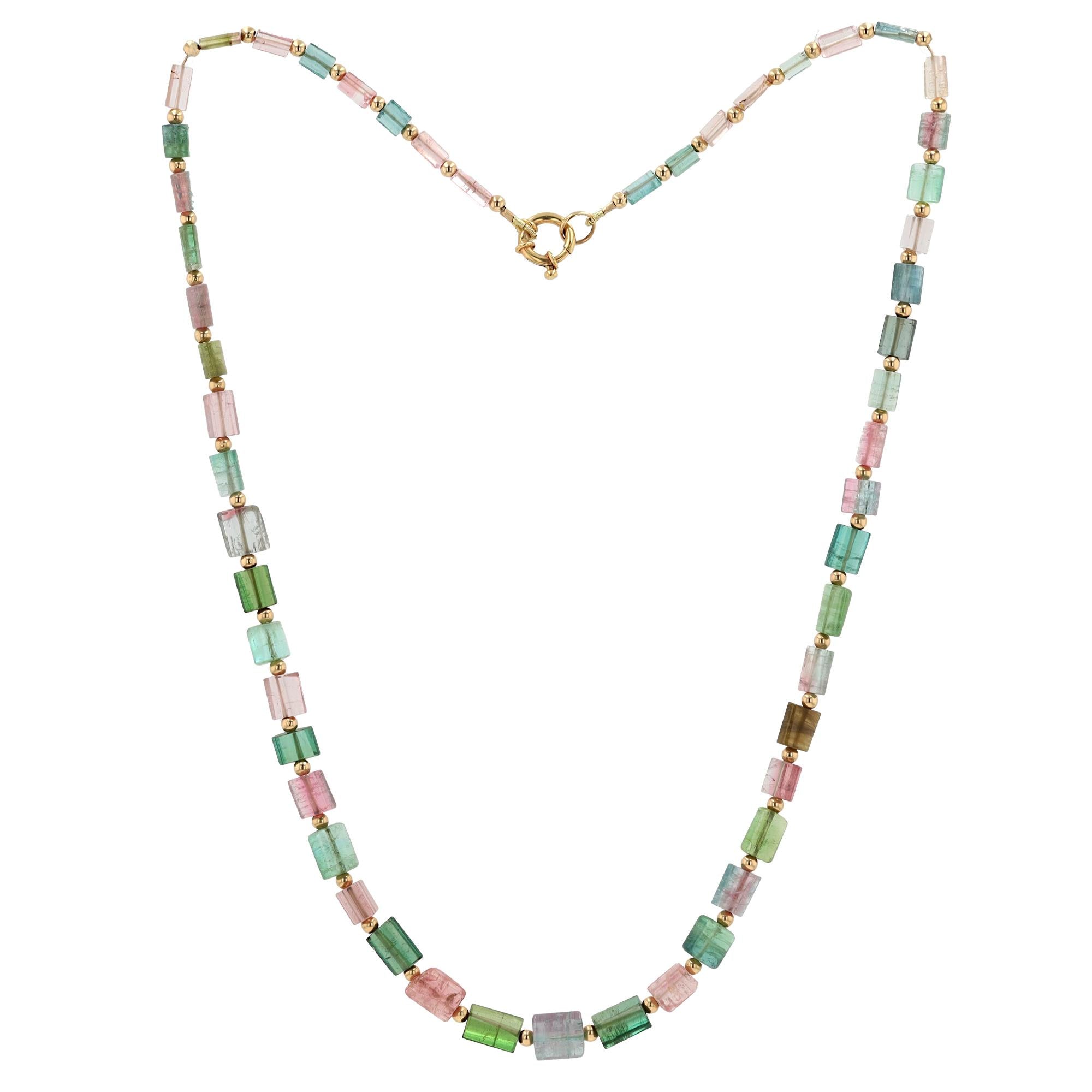 RDY 93 Carat Multi-Color Raw Tourmaline Beads Necklace