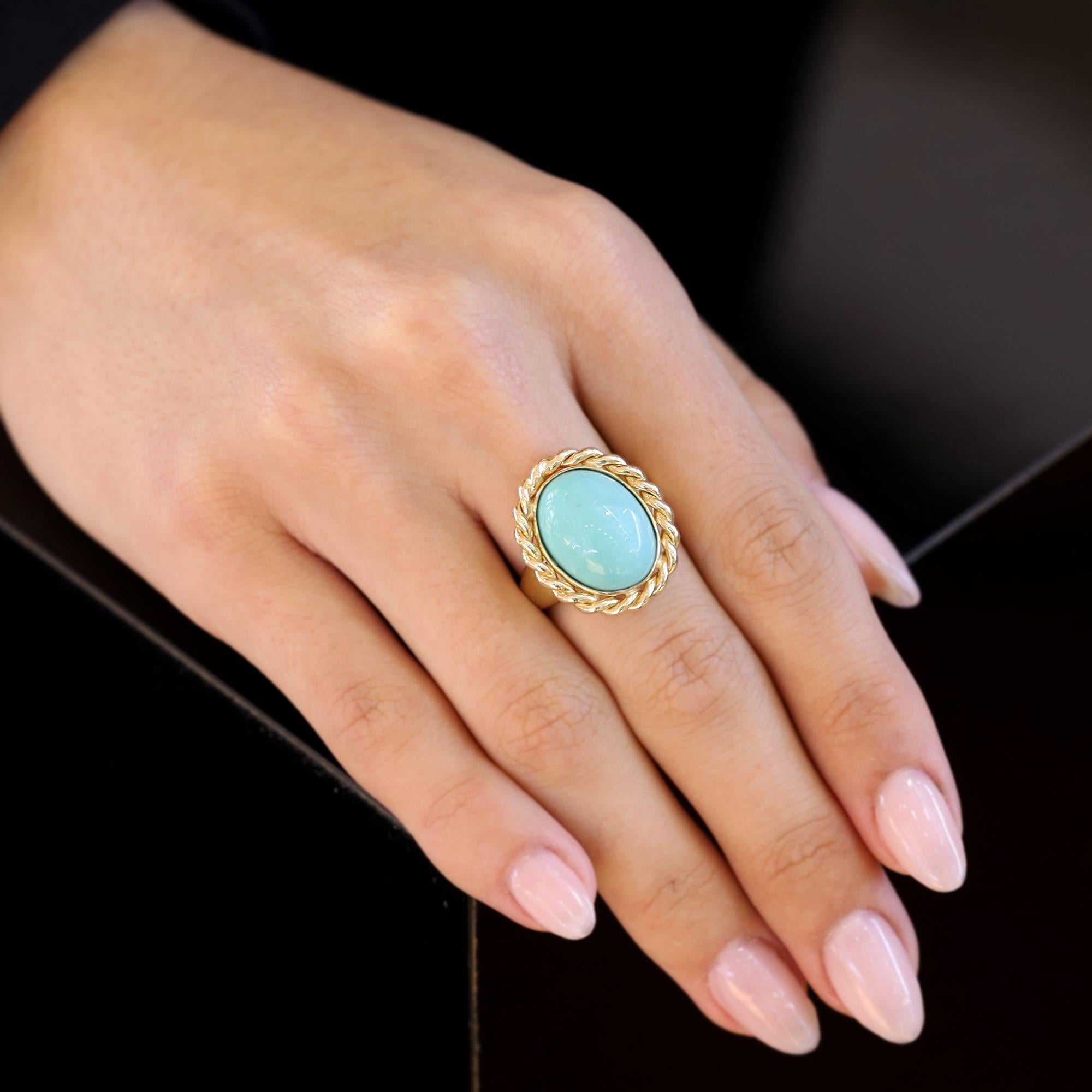Dreamy Mid Century 14k Gold Estate Turquoise Ring