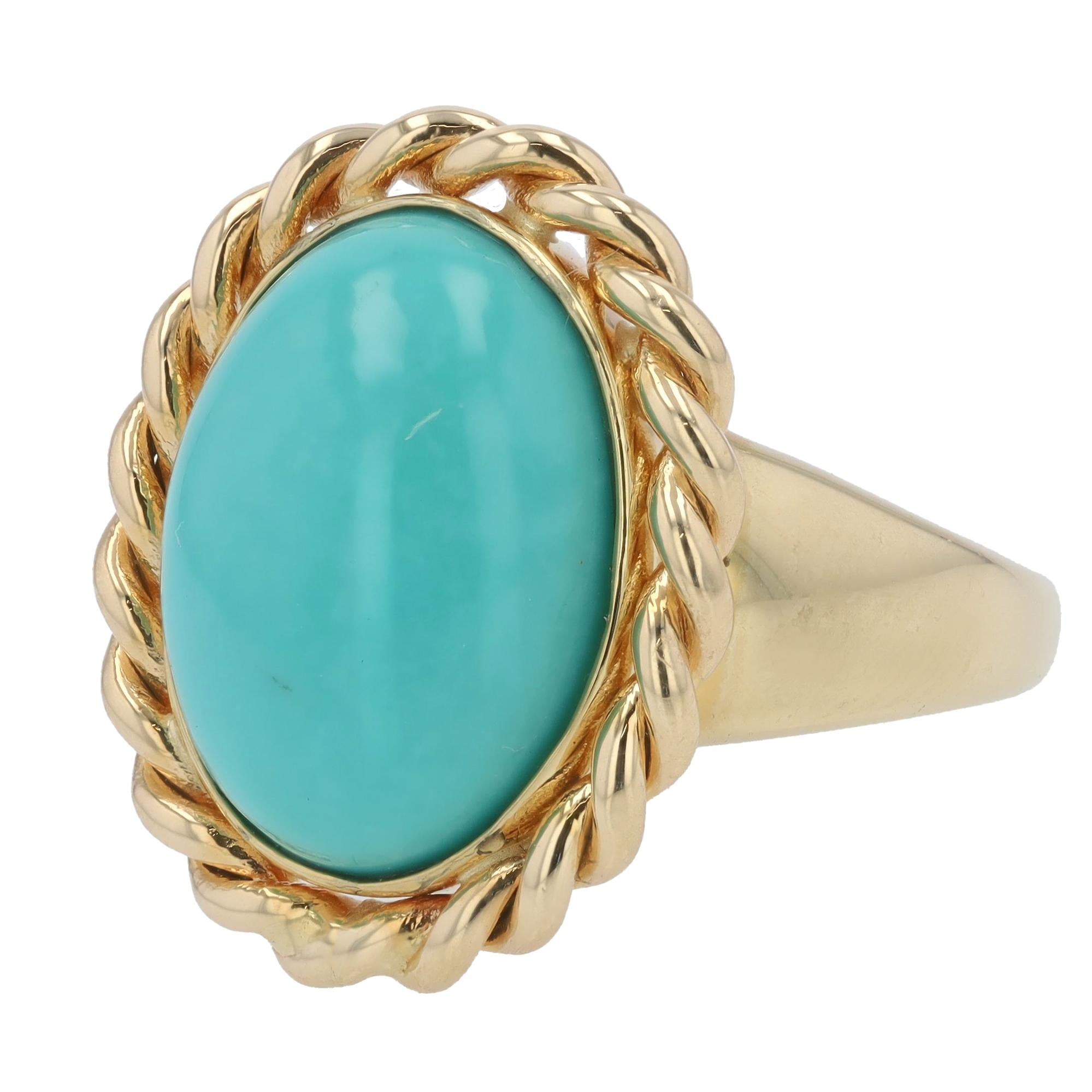 Dreamy Mid Century 14k Gold Estate Turquoise Ring