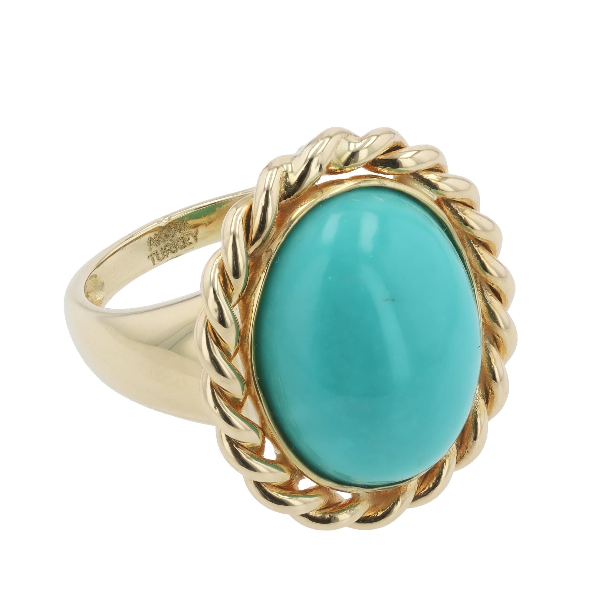 Dreamy Mid Century 14k Gold Estate Turquoise Ring