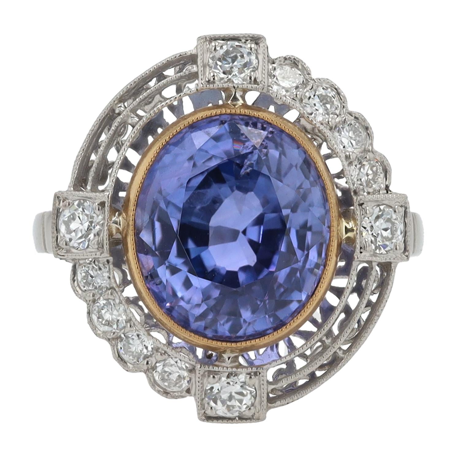Certified 5.95 Carat Color Change Purple Sapphire Ring