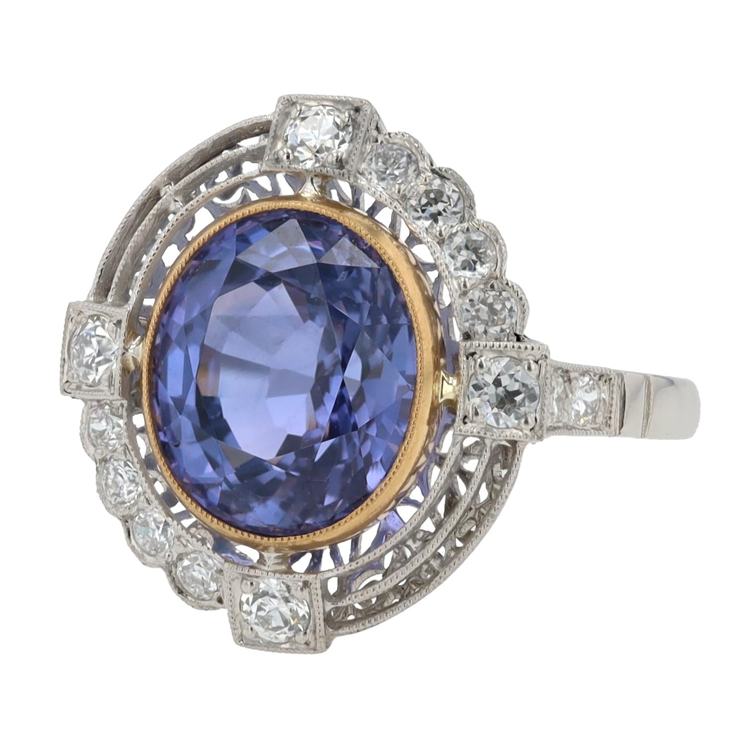 Certified 5.95 Carat Color Change Purple Sapphire Ring