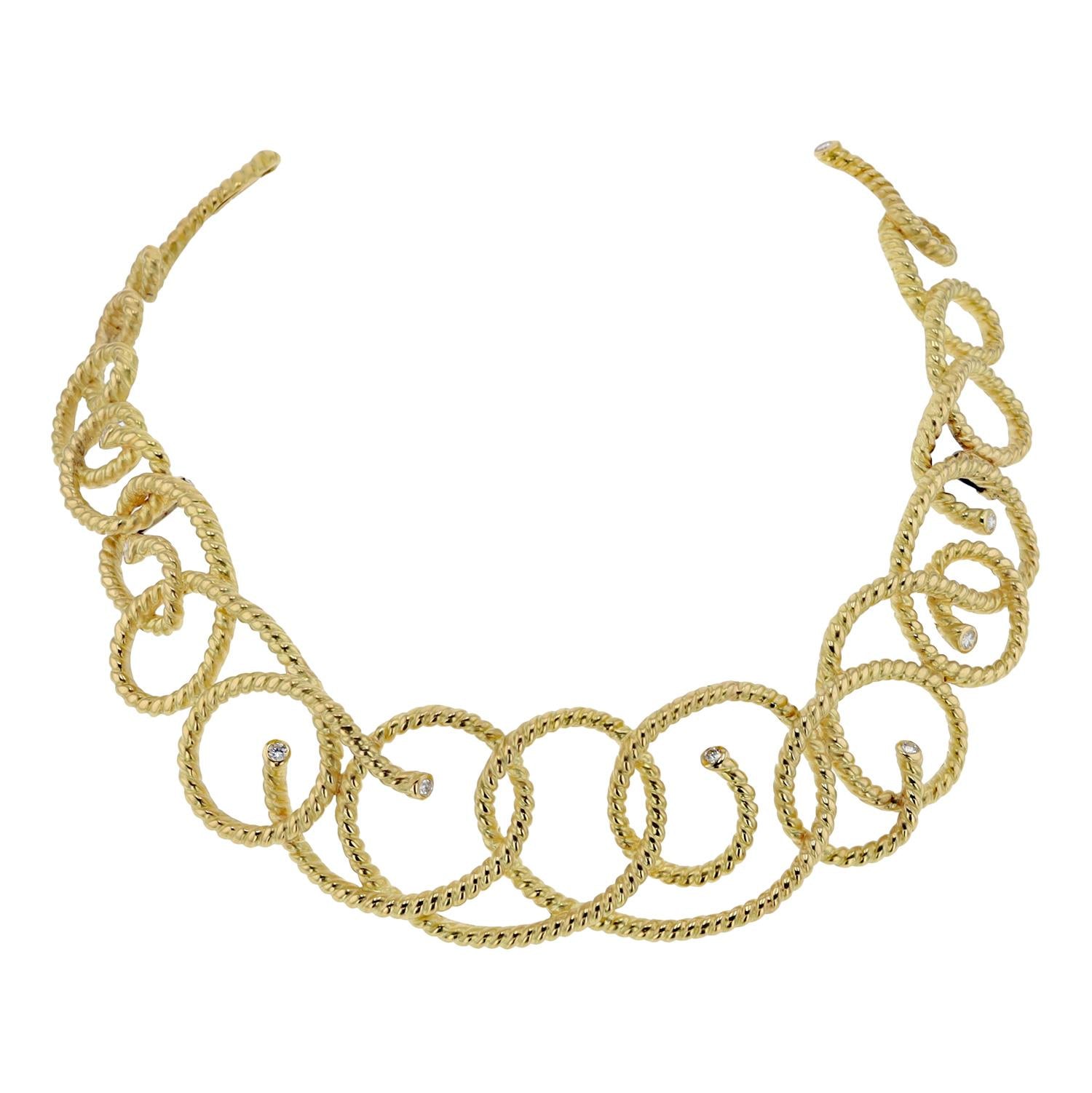 Estate Angela Cummings Bold 18k Gold Diamond Braided Collar Necklace