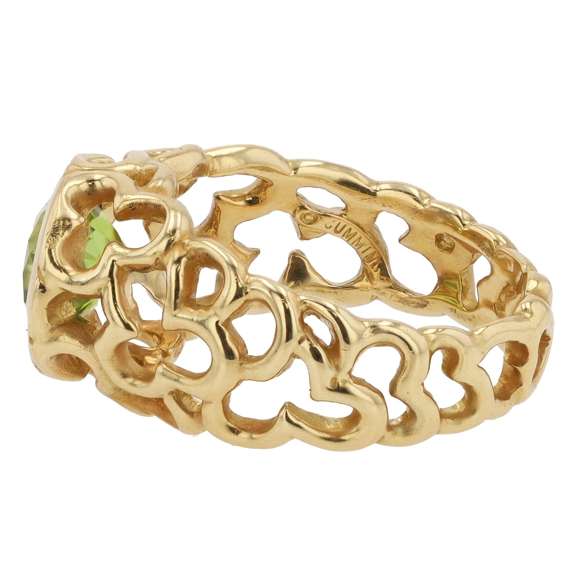 Estate Angela Cummings 2.50 Carat Peridot 18k Gold Cocktail Ring